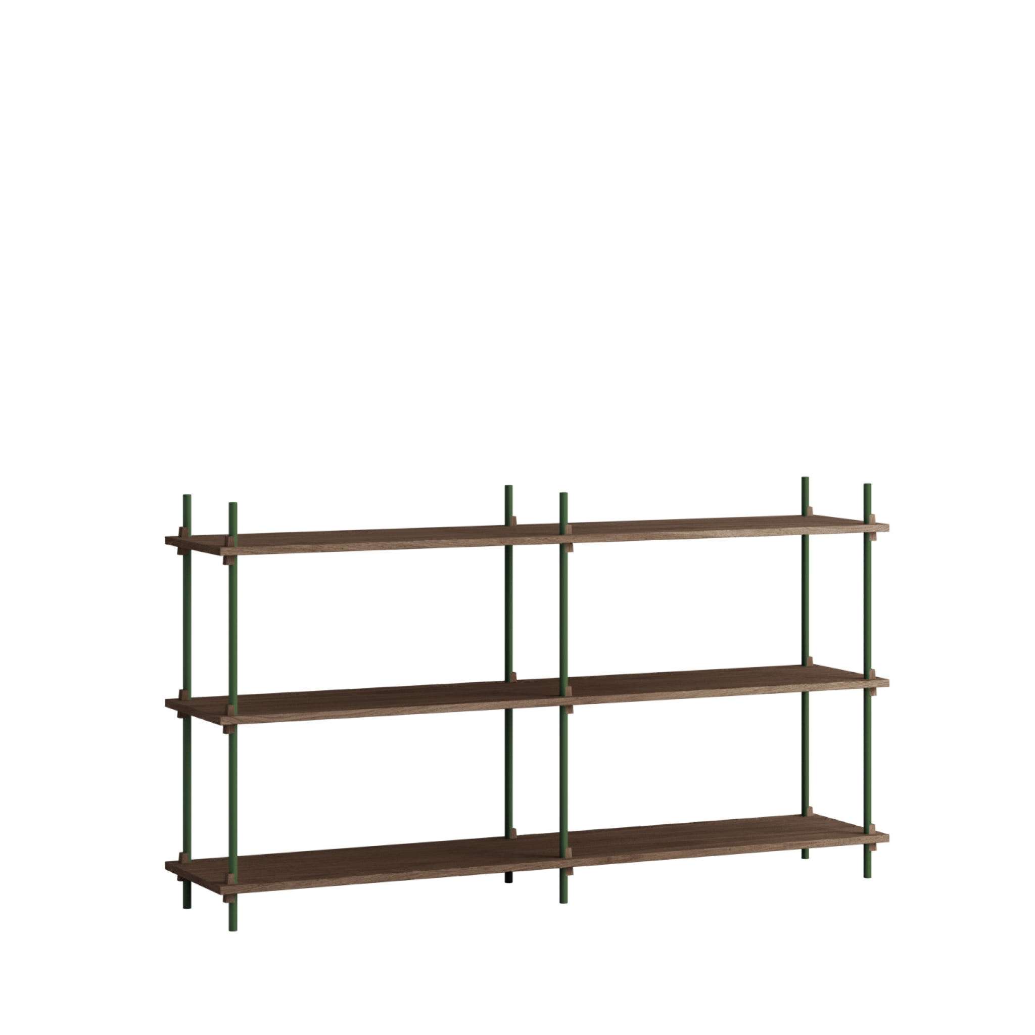 Customizable Moebe Shelving System in Smoked Oak & Pine Green - 85cm High