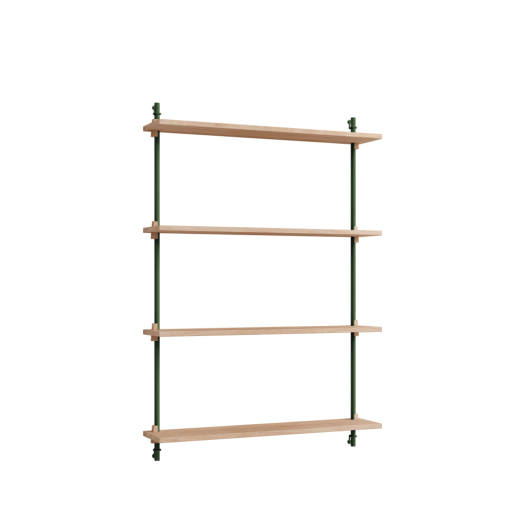 Moebe Wall Shelving WS.115.1: Adjustable Oak Shelf in Pine Green