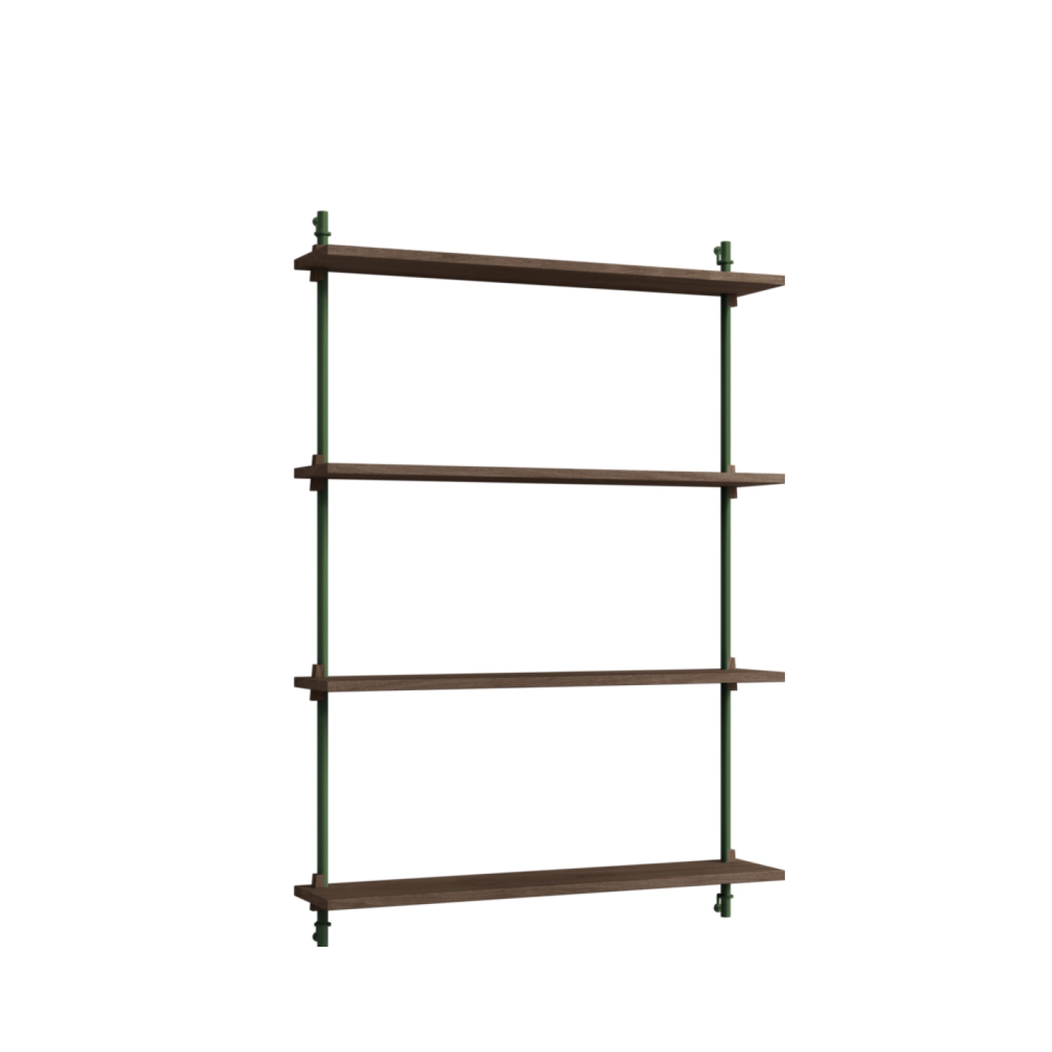 Versatile Moebe Wall Shelving in Smoked Oak & Pine Green for Any Room