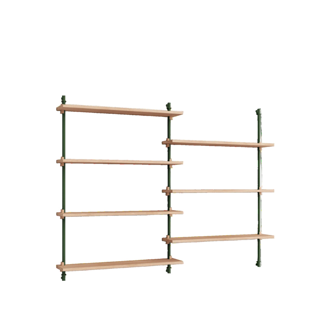 Moebe Wall Shelving WS.115.2: Adjustable Oak Shelf in Pine Green