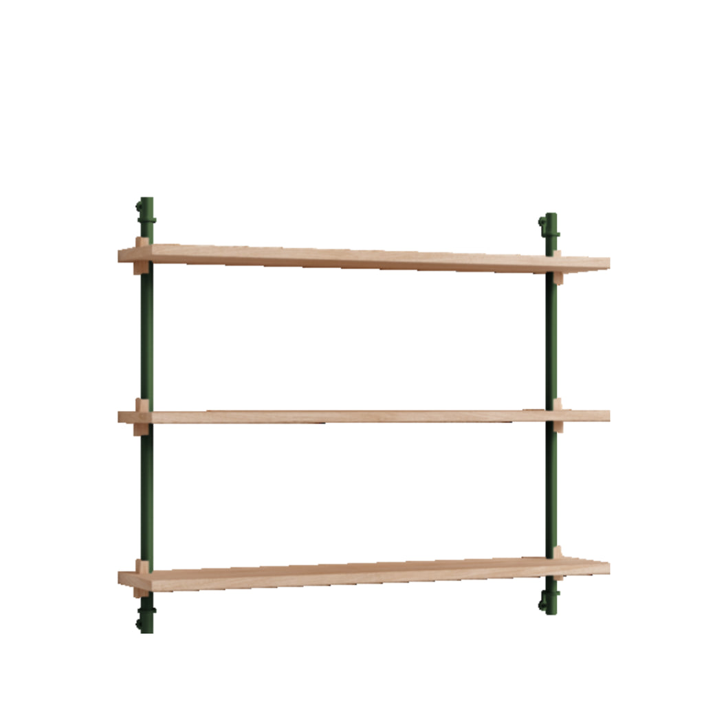 Moebe Wall Shelving WS.65.1: Adjustable Oak Shelf in Pine Green