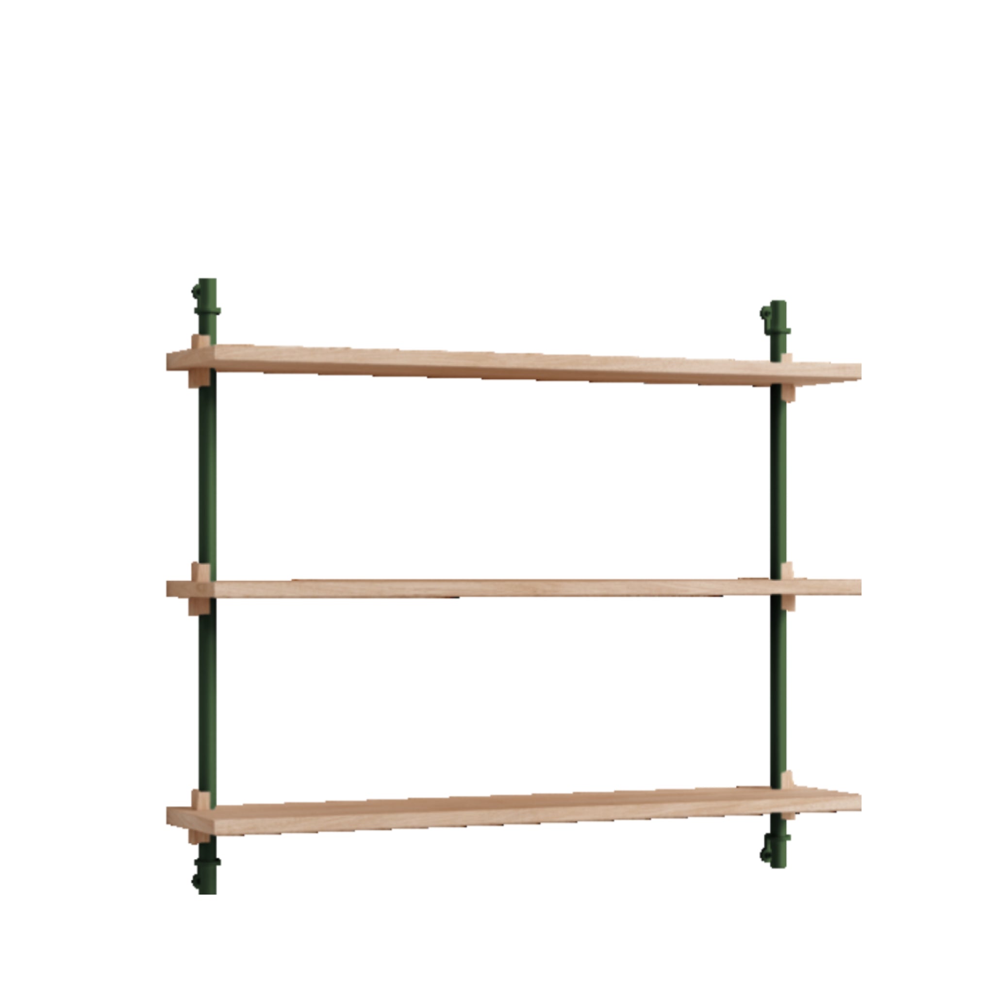 Moebe Wall Shelving WS.65.1: Adjustable Oak Shelf in Pine Green