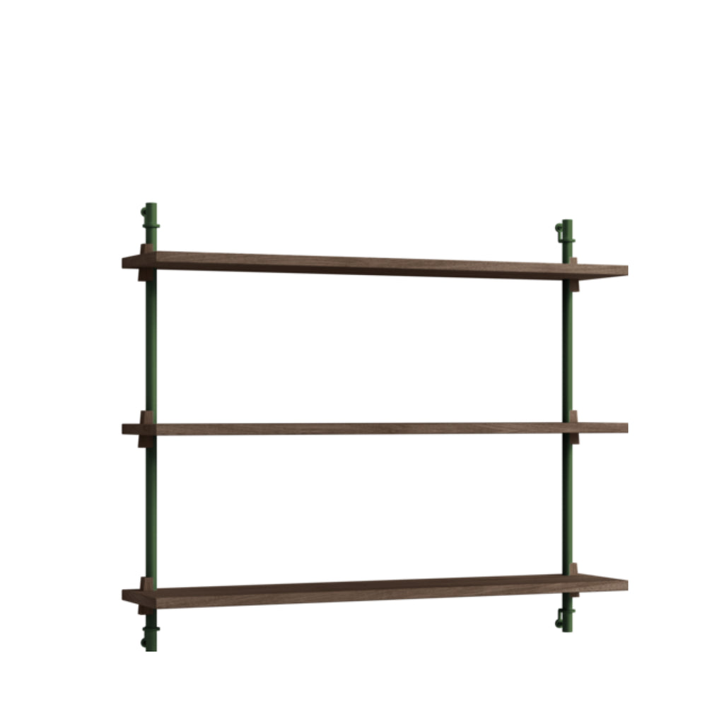 Moebe Wall Shelving WS.65.1: Versatile Smoked Oak & Pine Green Design