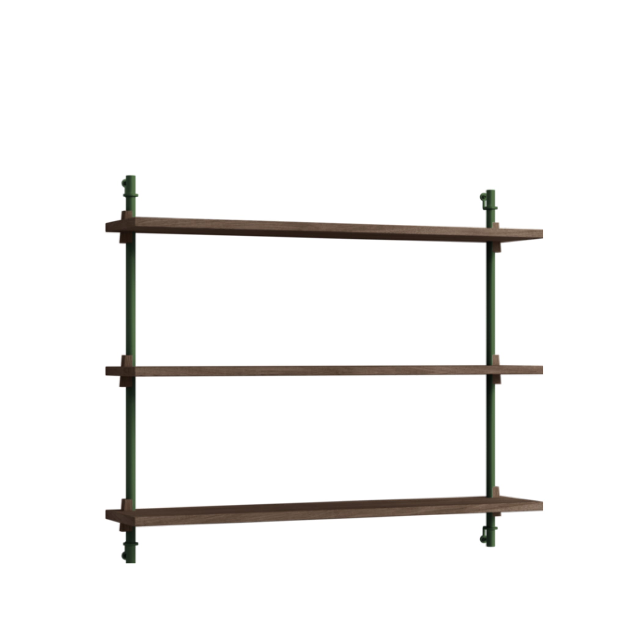 Moebe Wall Shelving WS.65.1: Versatile Smoked Oak & Pine Green Design