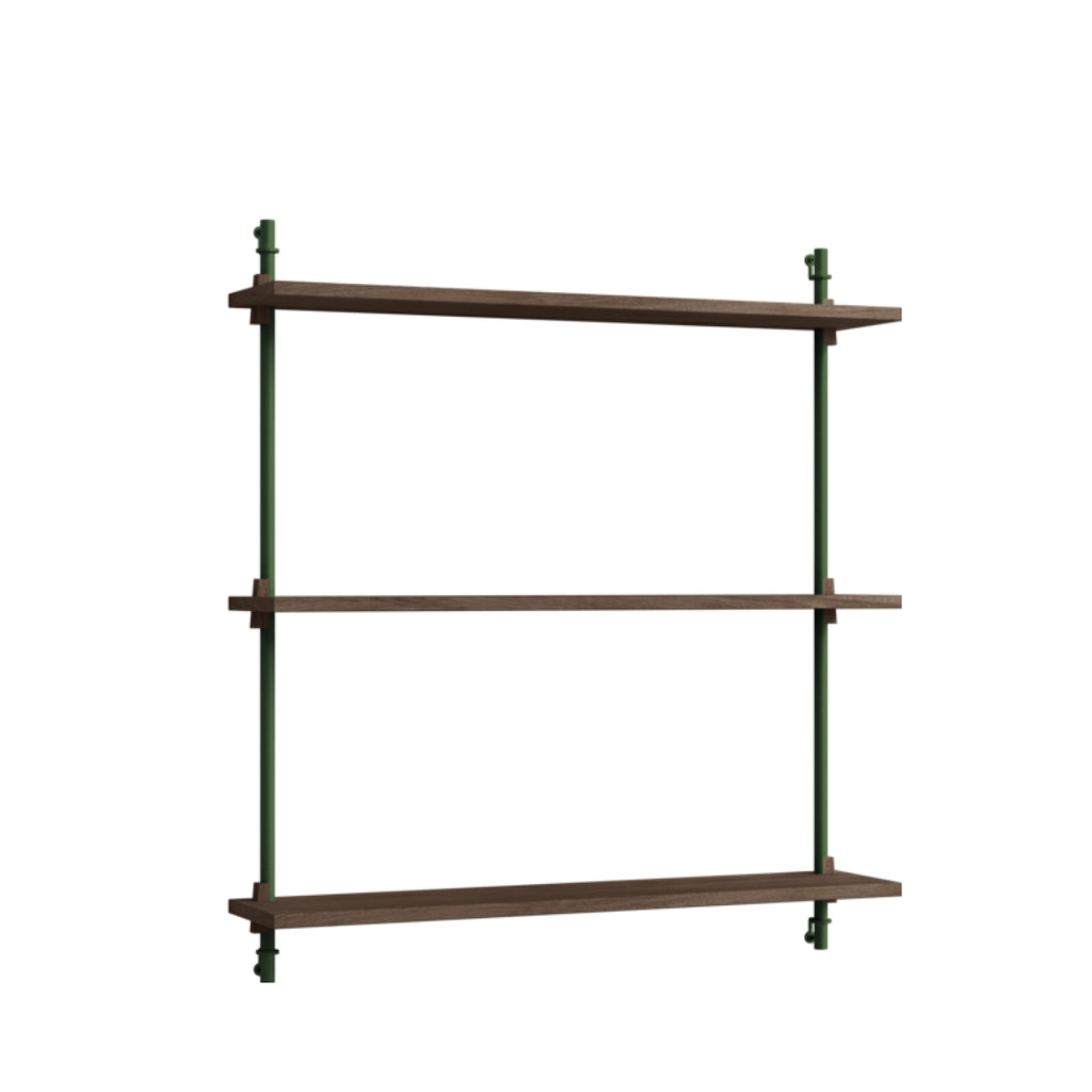 Versatile Moebe Wall Shelving WS.85.1 in Smoked Oak & Pine Green