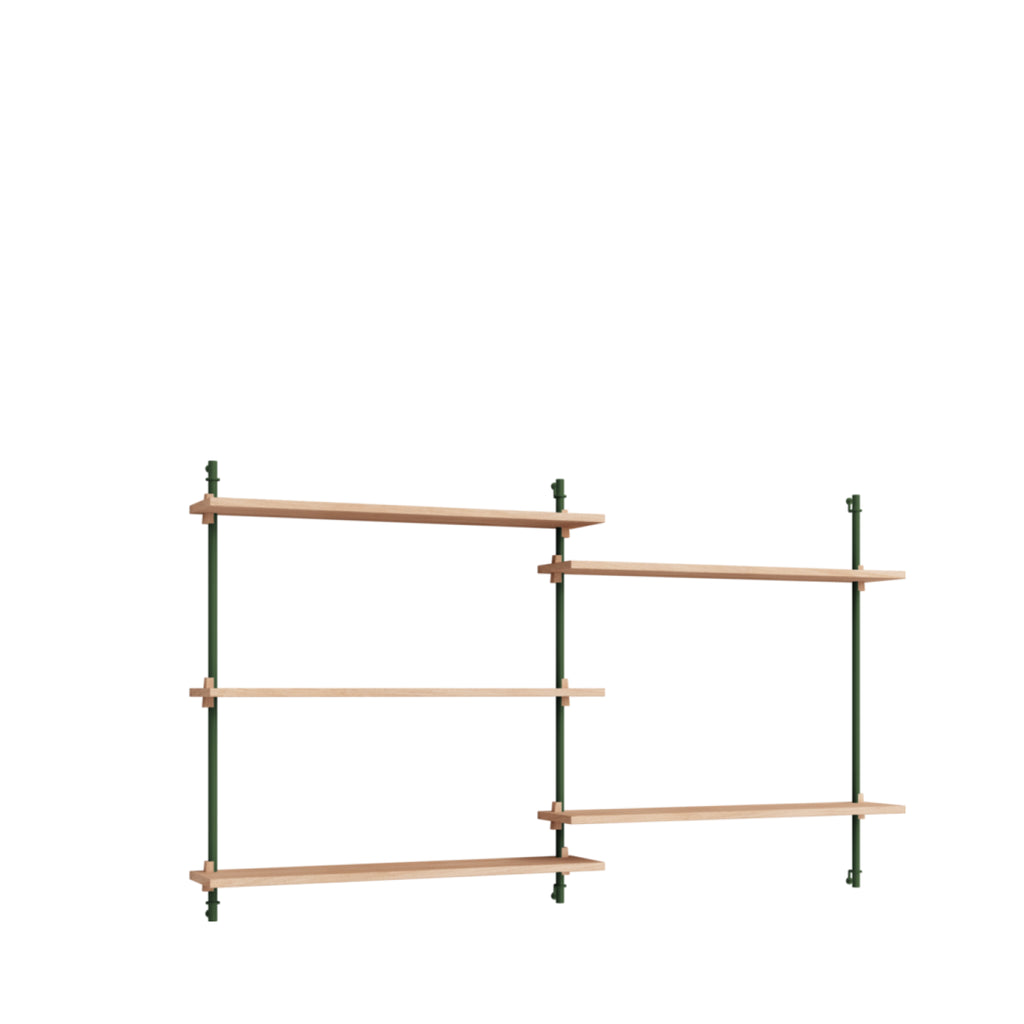 Moebe Wall Shelving WS.85.2: Adjustable Oak Shelf in Pine Green