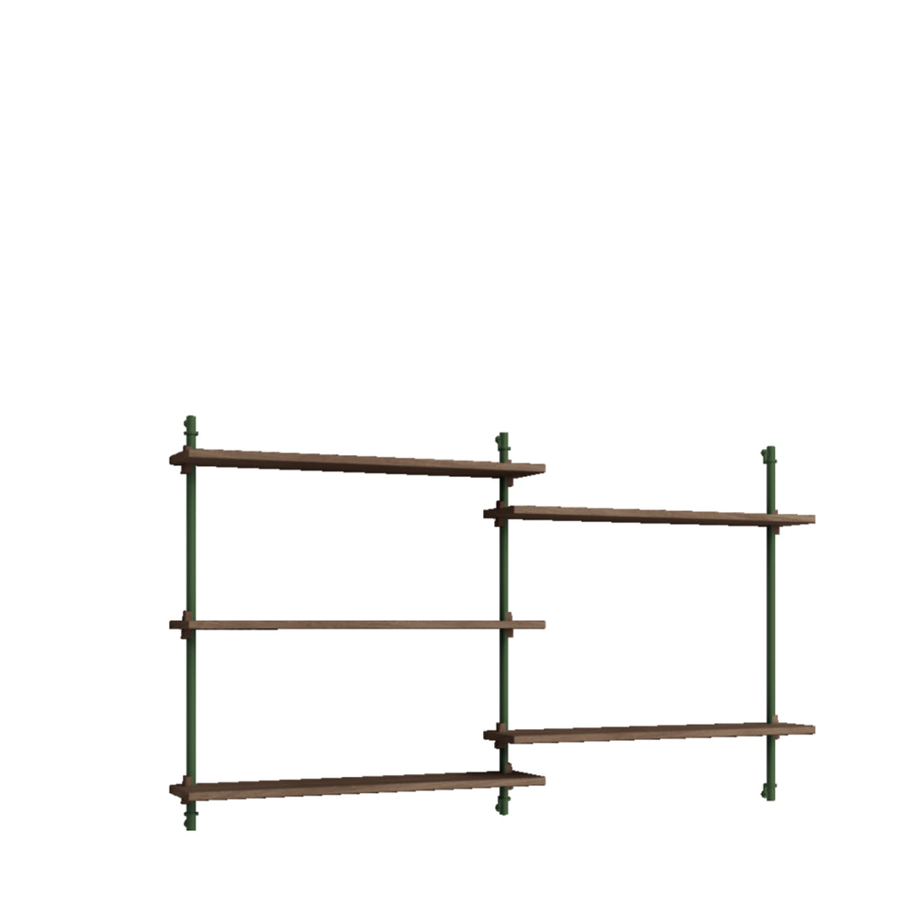 Moebe Wall Shelving WS.85.2: Versatile Smoked Oak & Pine Green Design