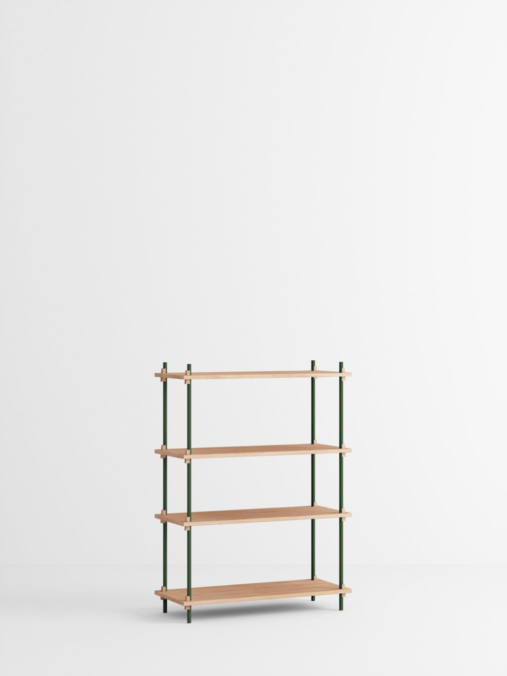 Moebe Shelving System S.115.1.A: Oak & Pine Green Minimalist Design