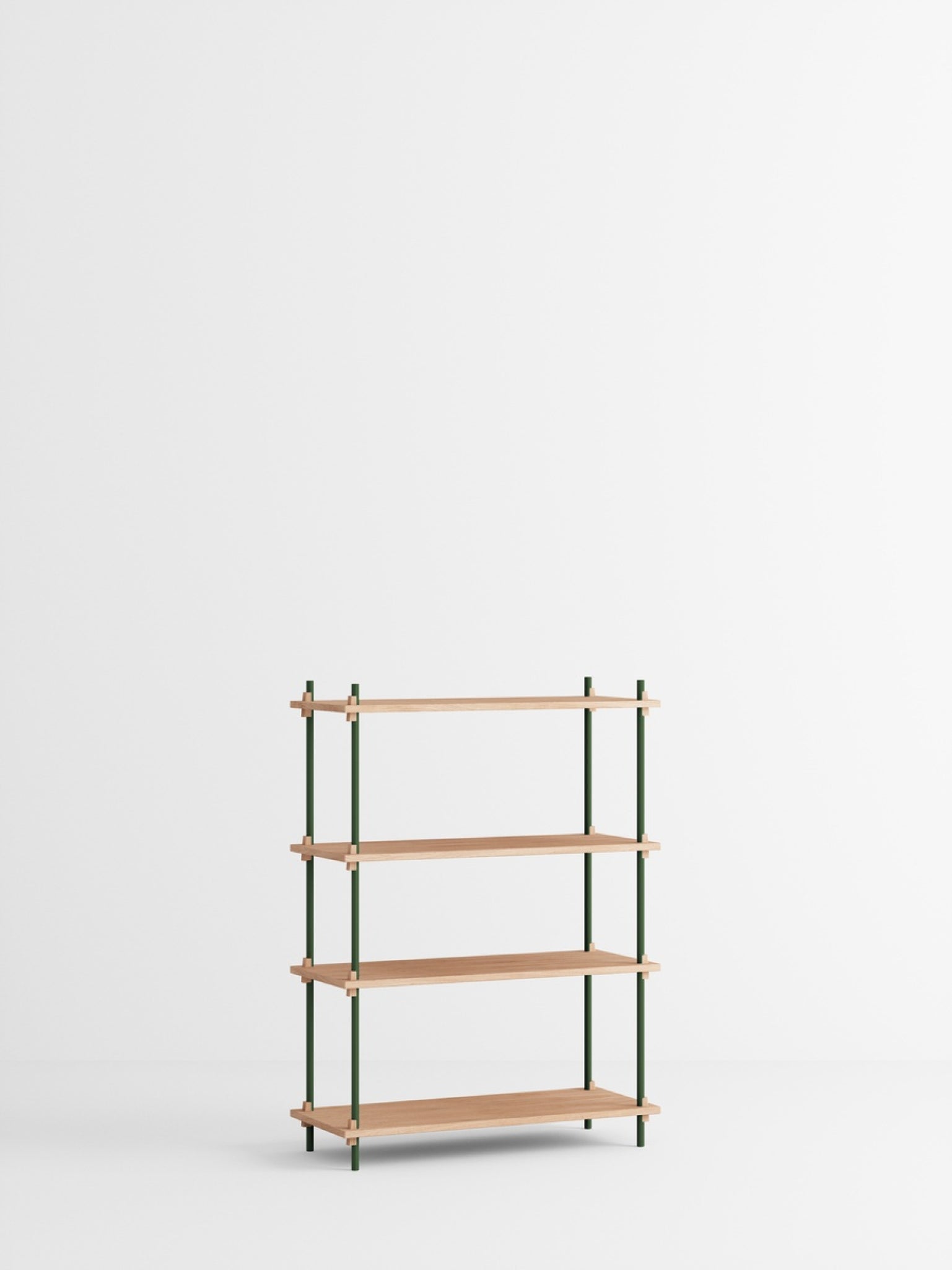 Moebe Shelving System S.115.1.A: Oak & Pine Green Minimalist Design