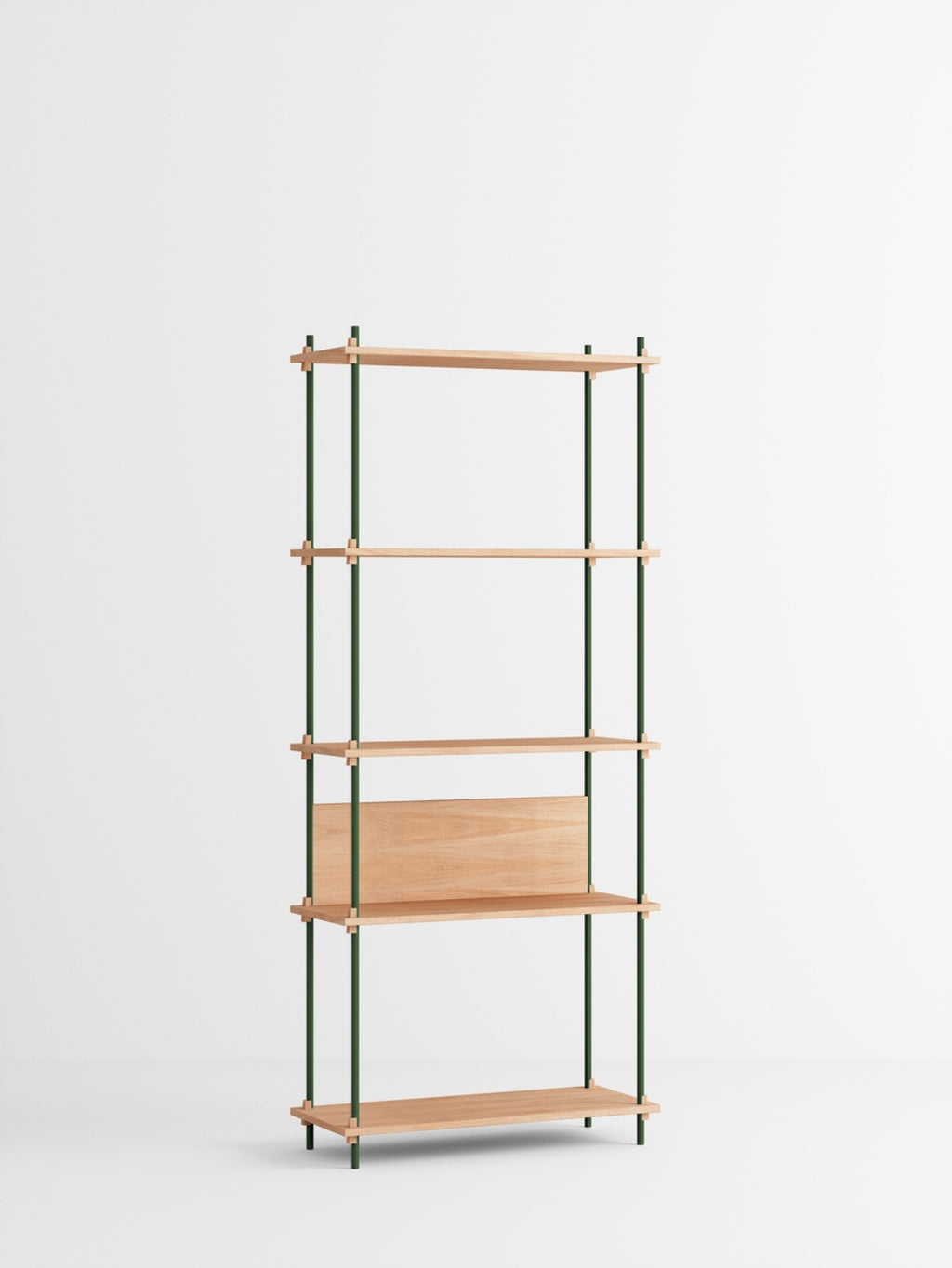 Customizable Moebe Shelving System in Oak & Pine Green - 200cm Height