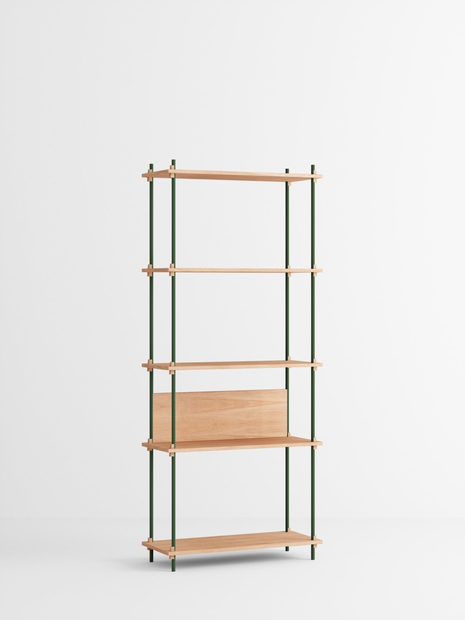 Customizable Moebe Shelving System in Oak & Pine Green - 200cm Height