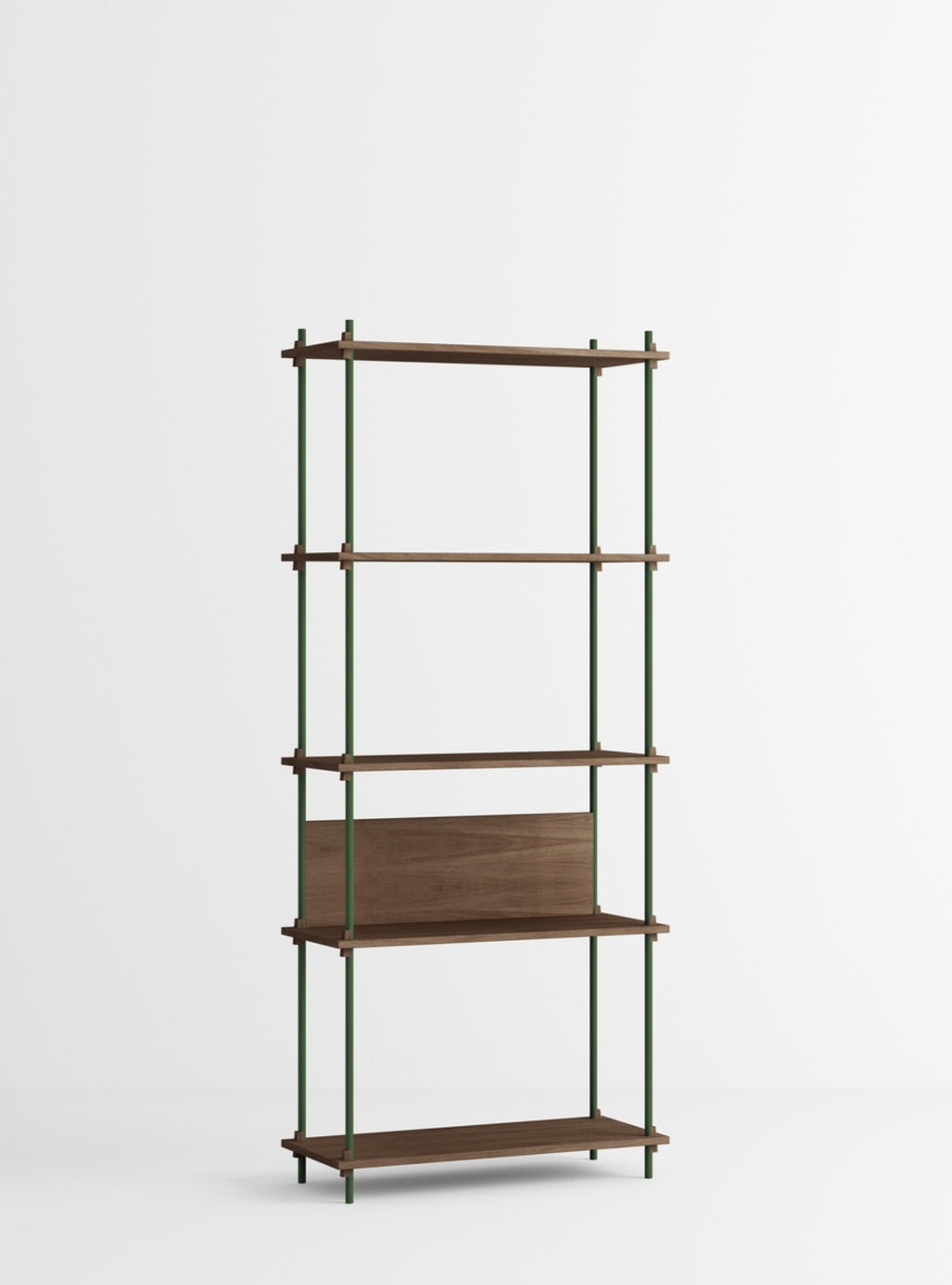 Customizable Moebe Shelving System in Smoked Oak & Pine Green - 200cm High