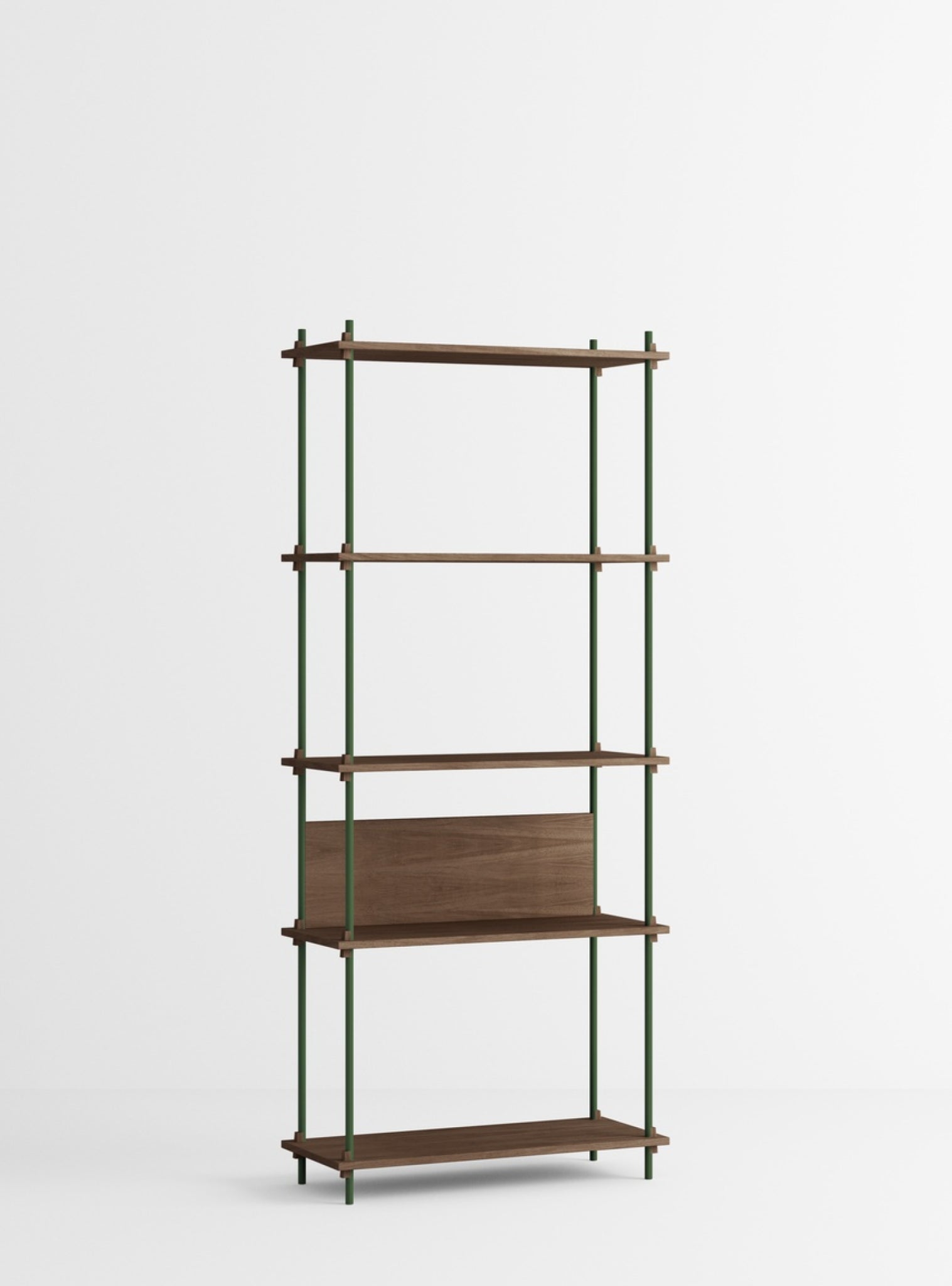 Customizable Moebe Shelving System in Smoked Oak & Pine Green - 200cm High
