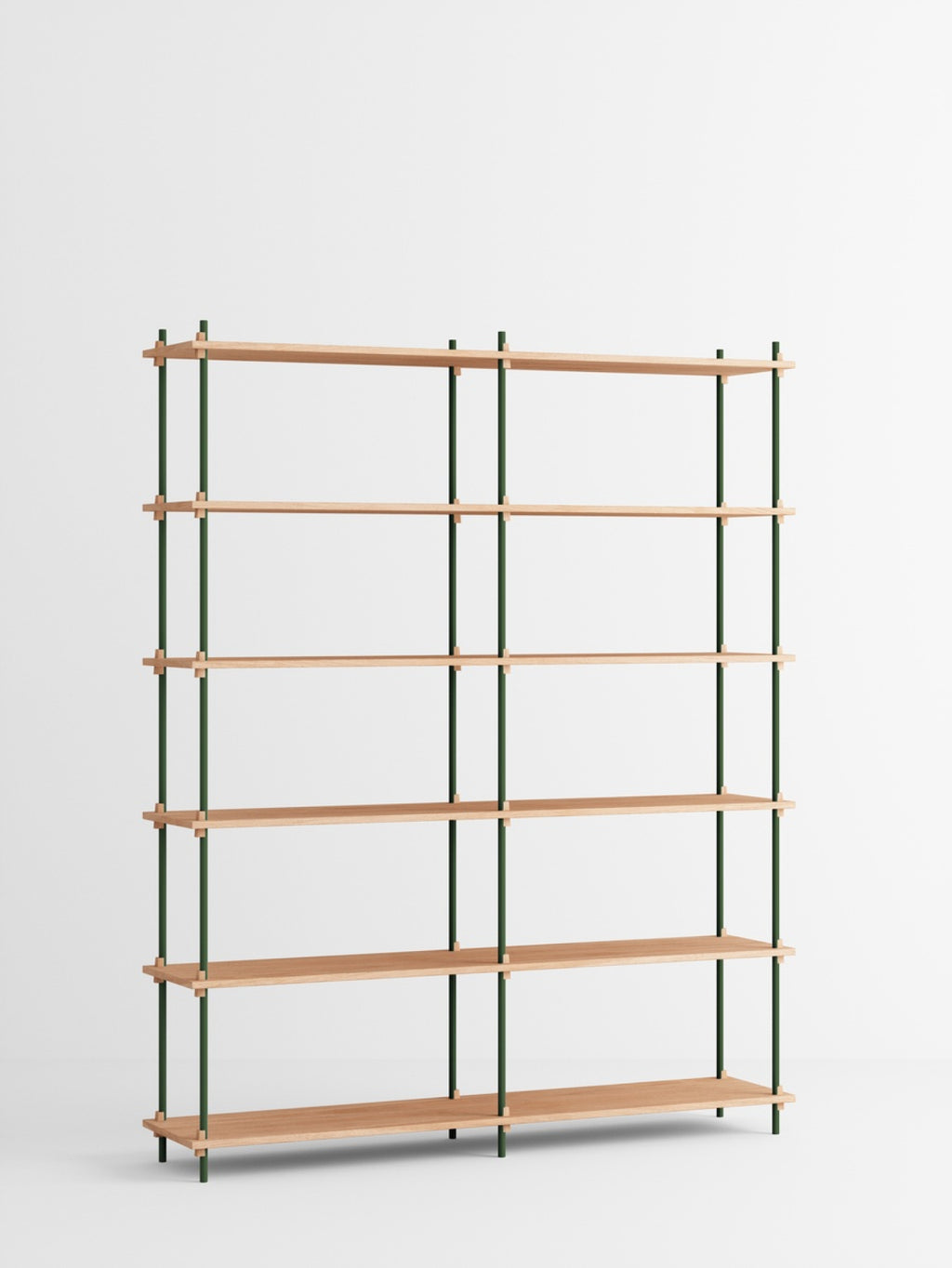 Customizable Moebe Shelving System in Oak & Pine Green - 200cm Height