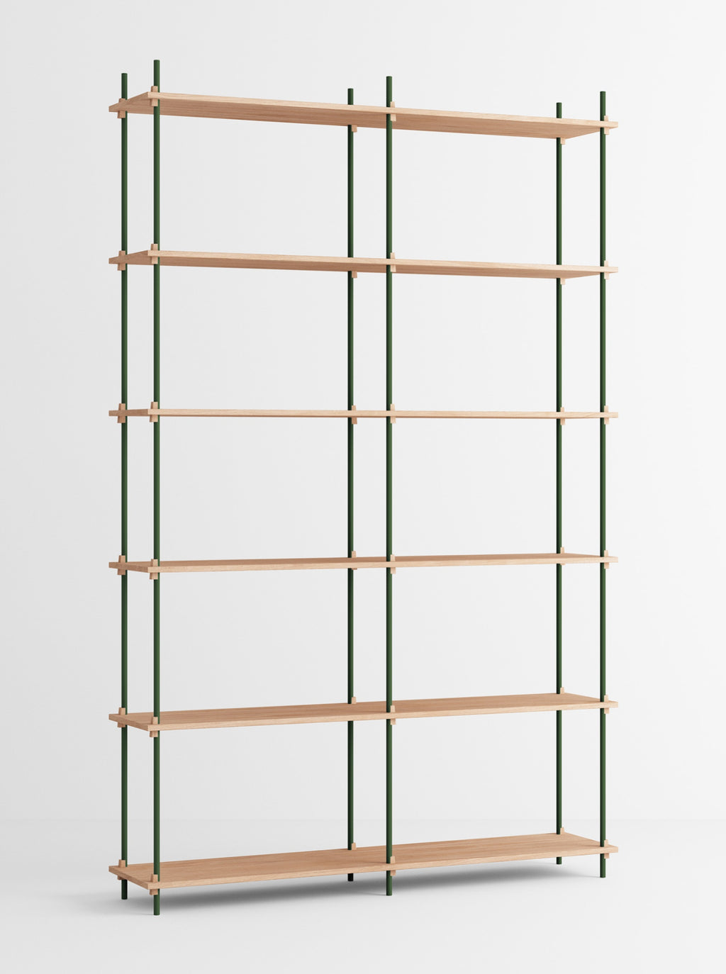Customizable Moebe Shelving System in Oak & Pine Green - Versatile Design