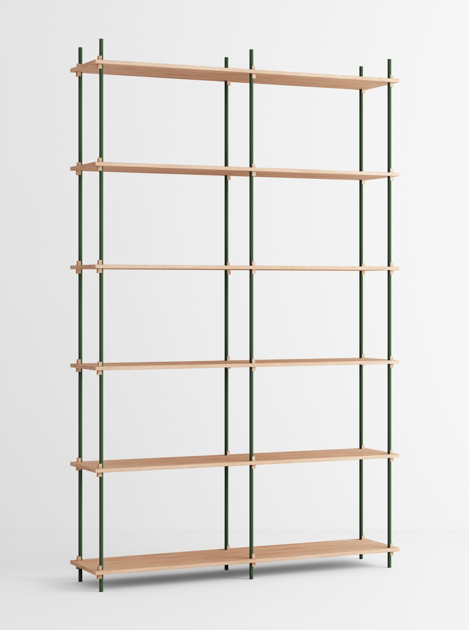 Customizable Moebe Shelving System in Oak & Pine Green - Versatile Design