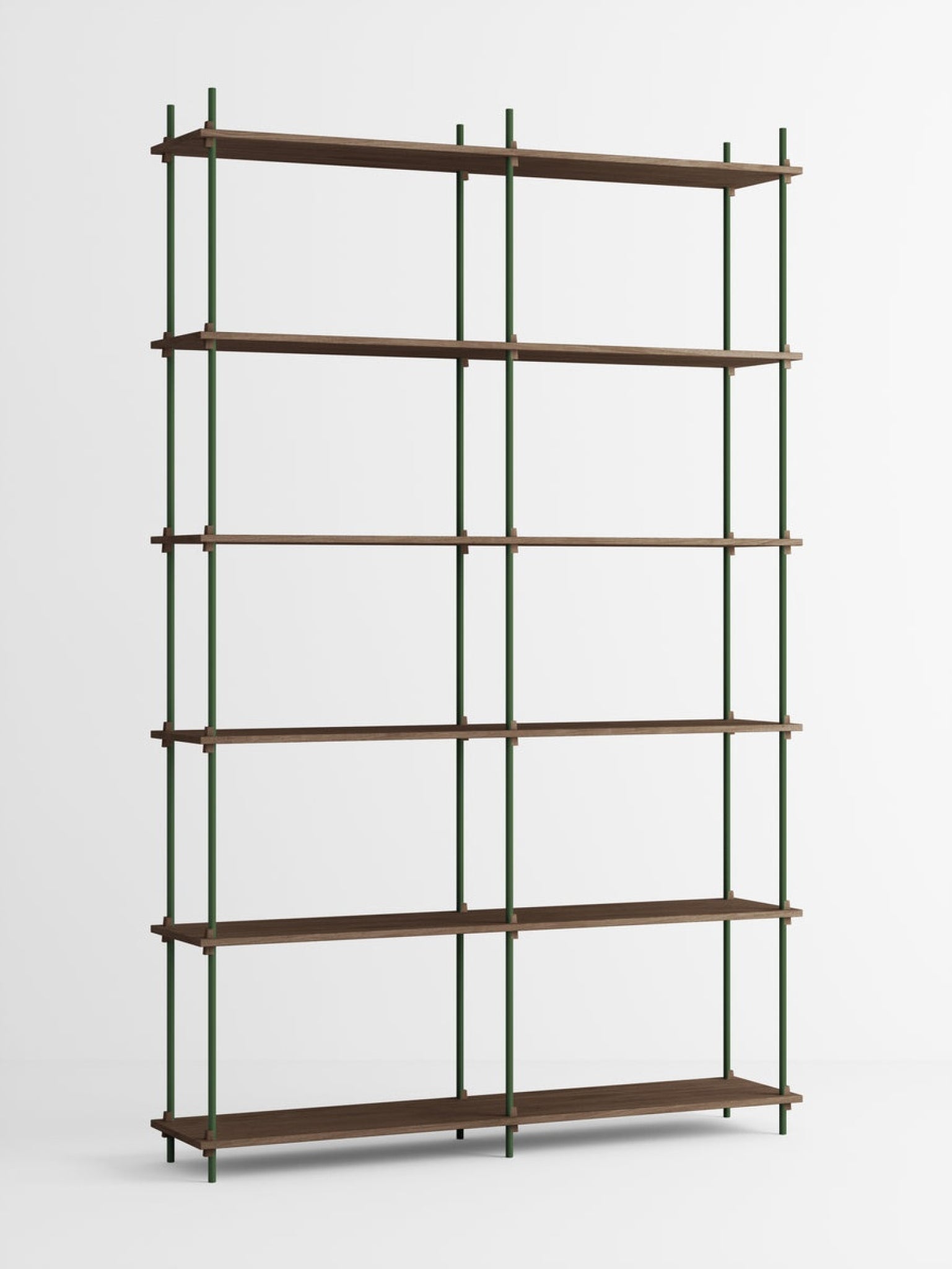 Customizable Moebe Shelving System in Smoked Oak & Pine Green - 255cm
