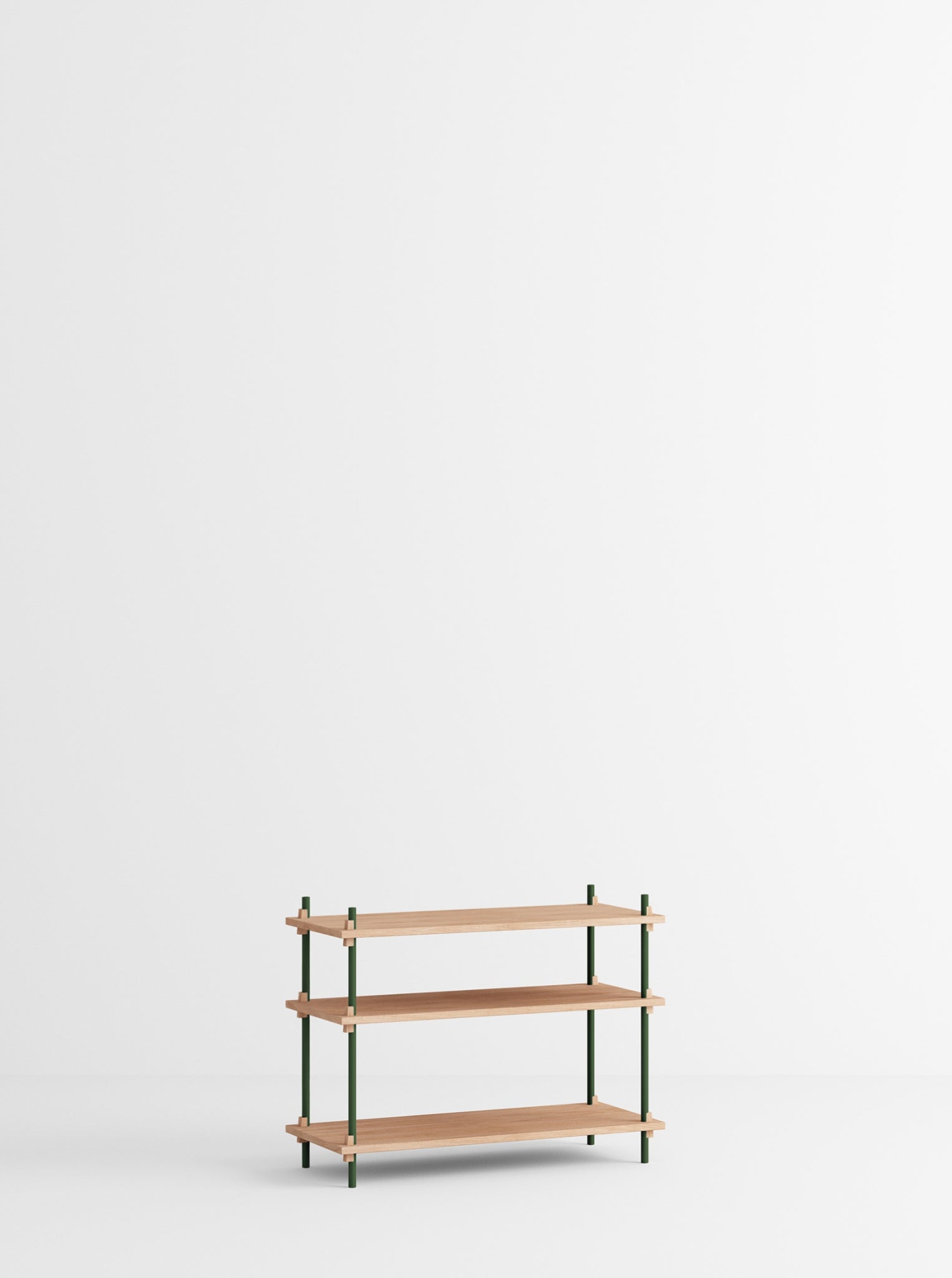Customizable Moebe Shelving System in Oak & Pine Green - Versatile Design