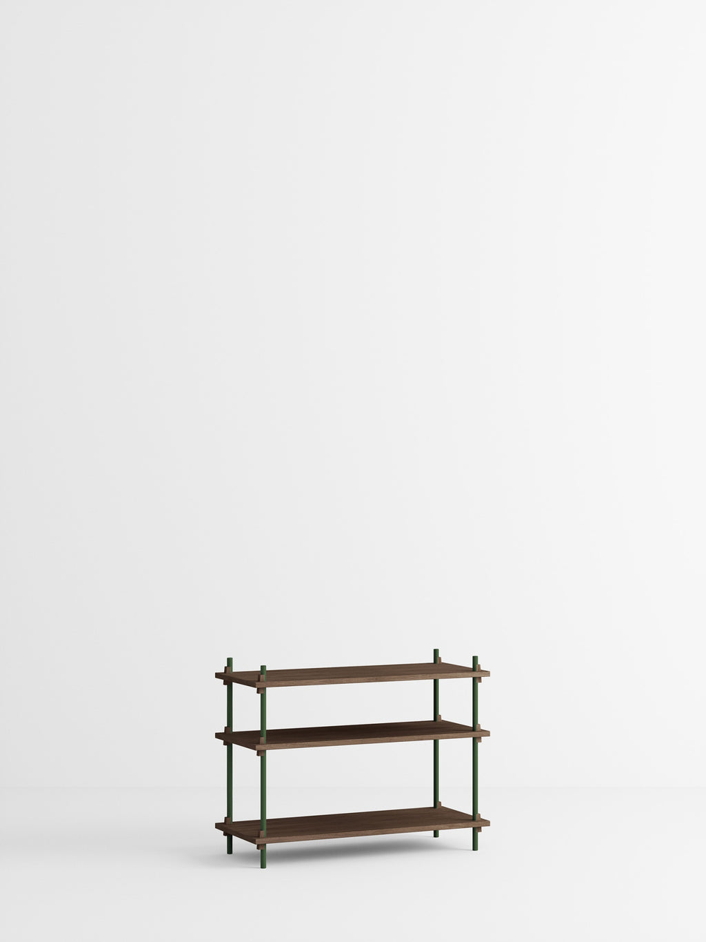 Customizable Moebe Shelving System in Smoked Oak & Pine Green - 65cm High