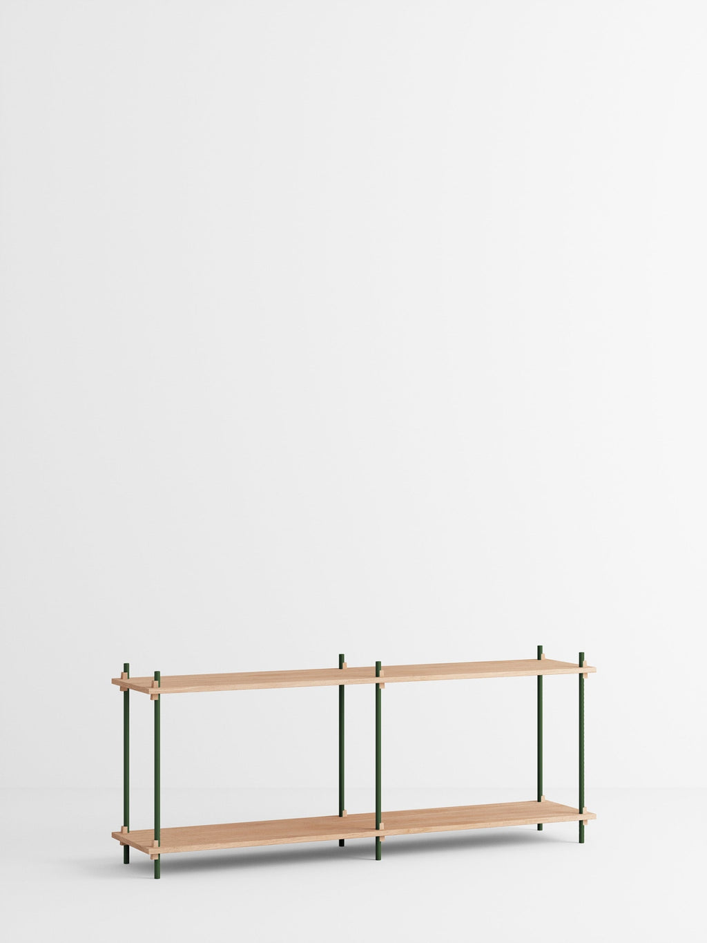 Customizable Moebe Shelving System in Oak & Pine Green - Versatile Design