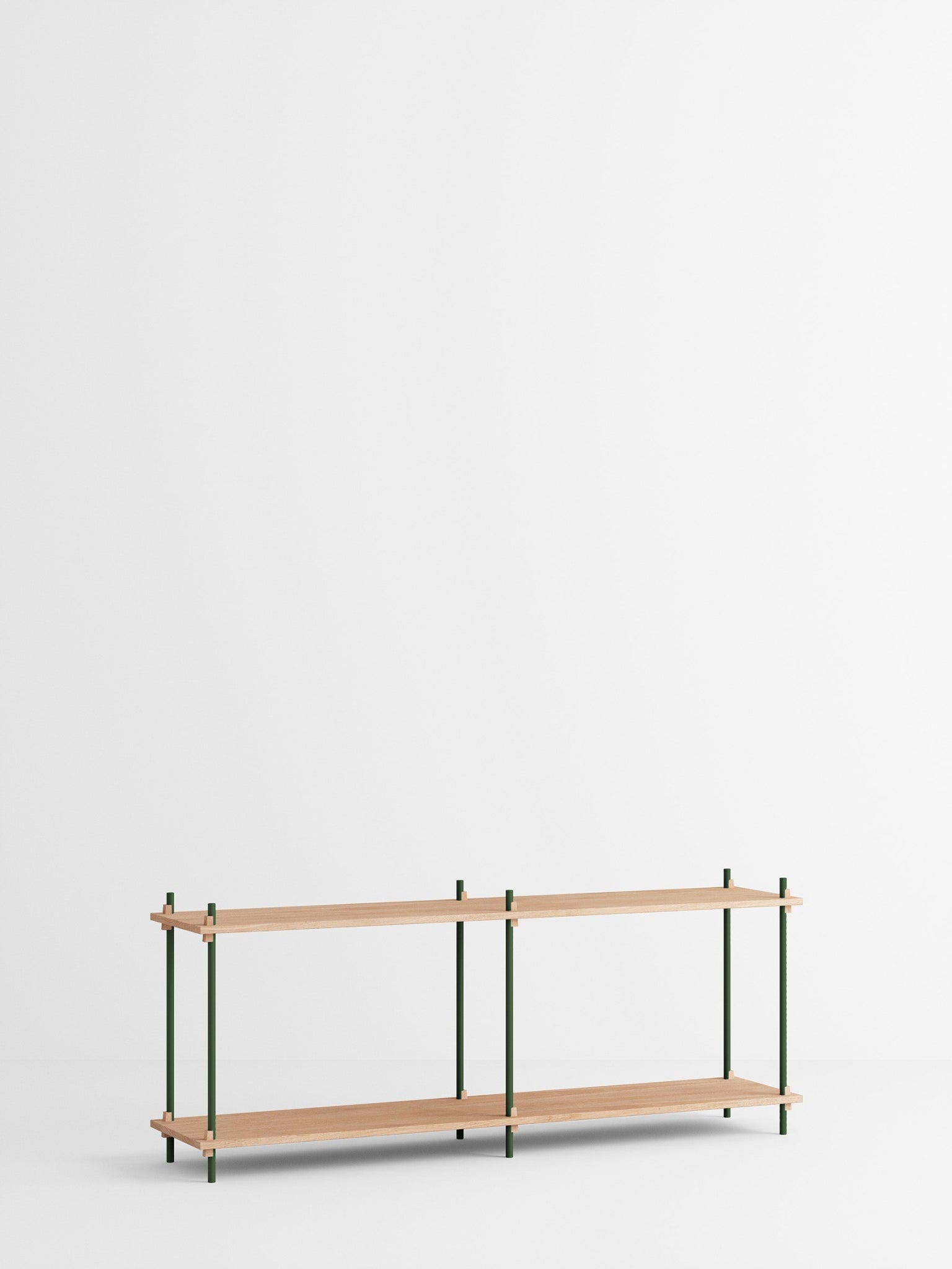 Customizable Moebe Shelving System in Oak & Pine Green - Versatile Design