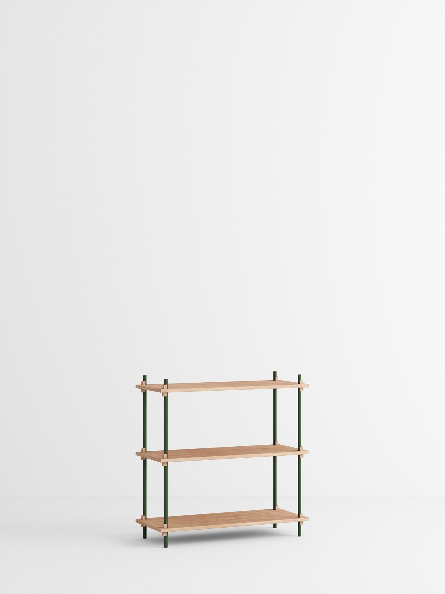 Customizable Moebe Shelving System in Oak & Pine Green - Versatile Design