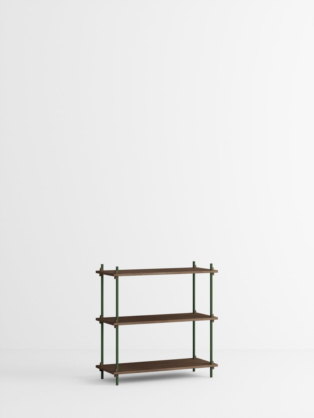 Customizable Moebe Shelving System in Smoked Oak & Pine Green - 85cm High