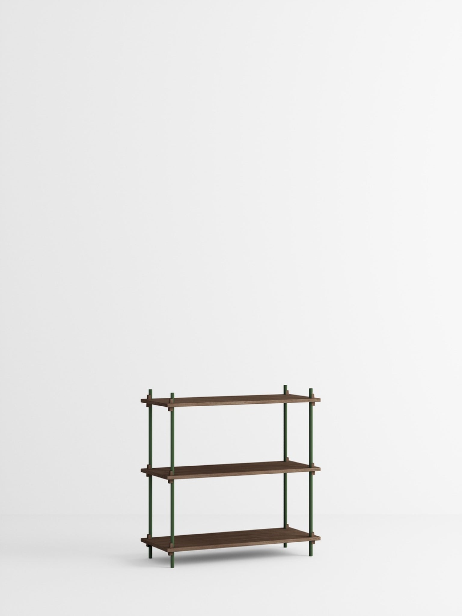 Customizable Moebe Shelving System in Smoked Oak & Pine Green - 85cm High