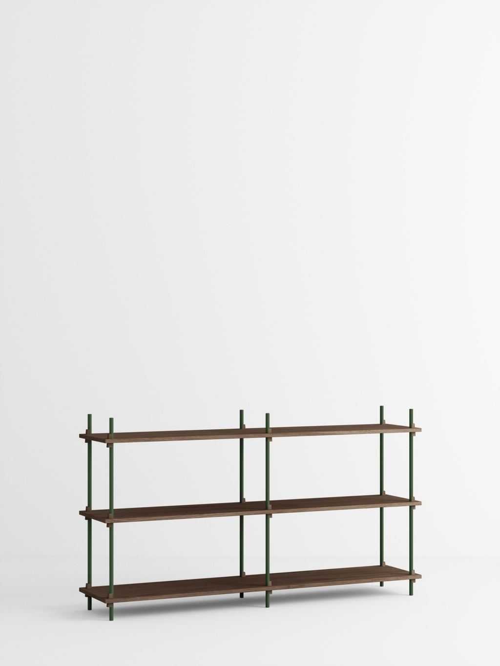 Customizable Moebe Shelving System in Smoked Oak & Pine Green - 85cm High