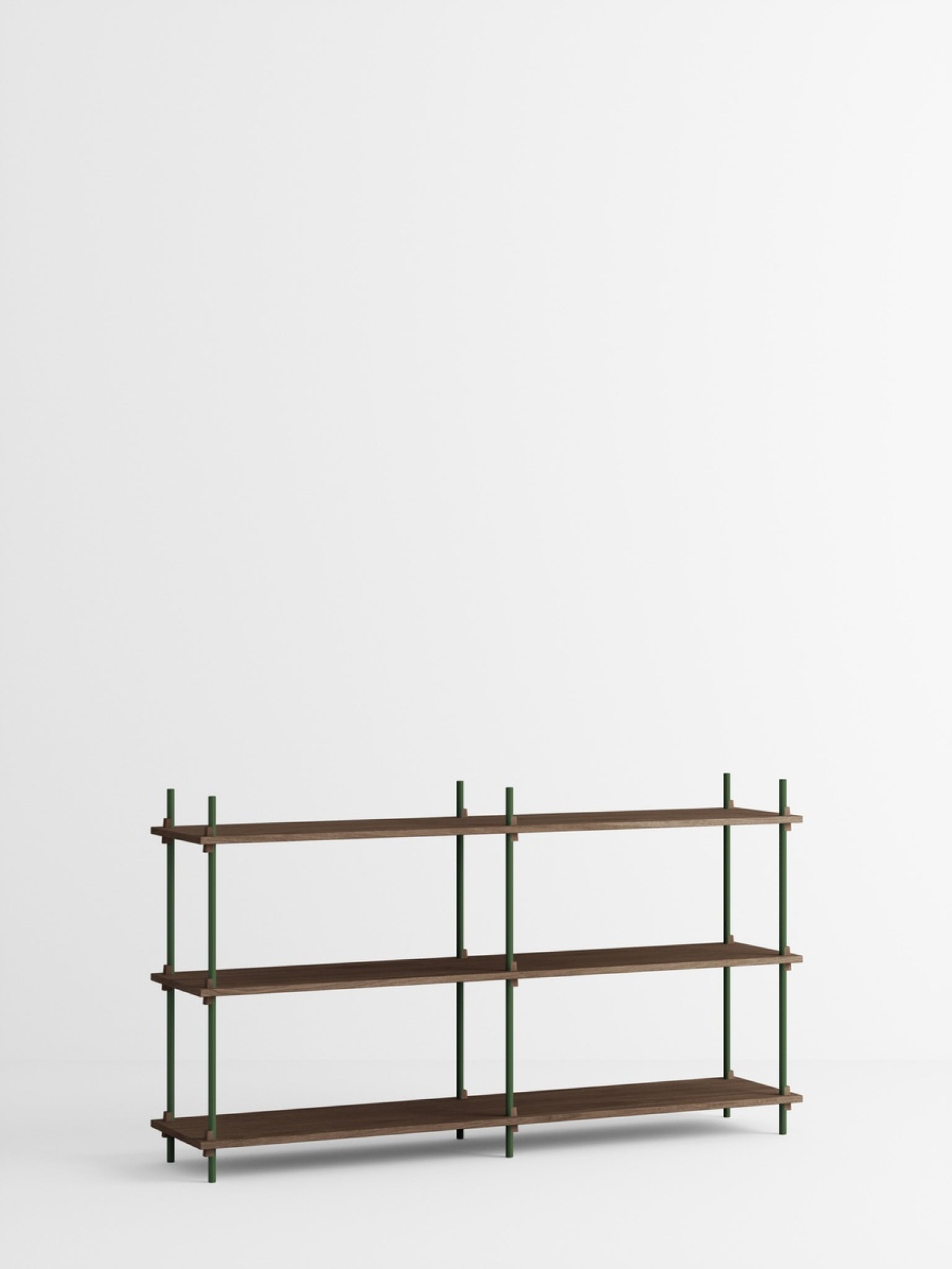Customizable Moebe Shelving System in Smoked Oak & Pine Green - 85cm High