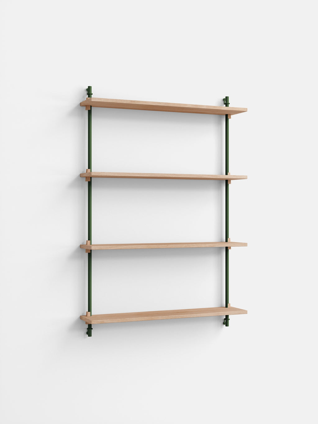 Moebe Wall Shelving WS.115.1: Adjustable Oak Shelf in Pine Green