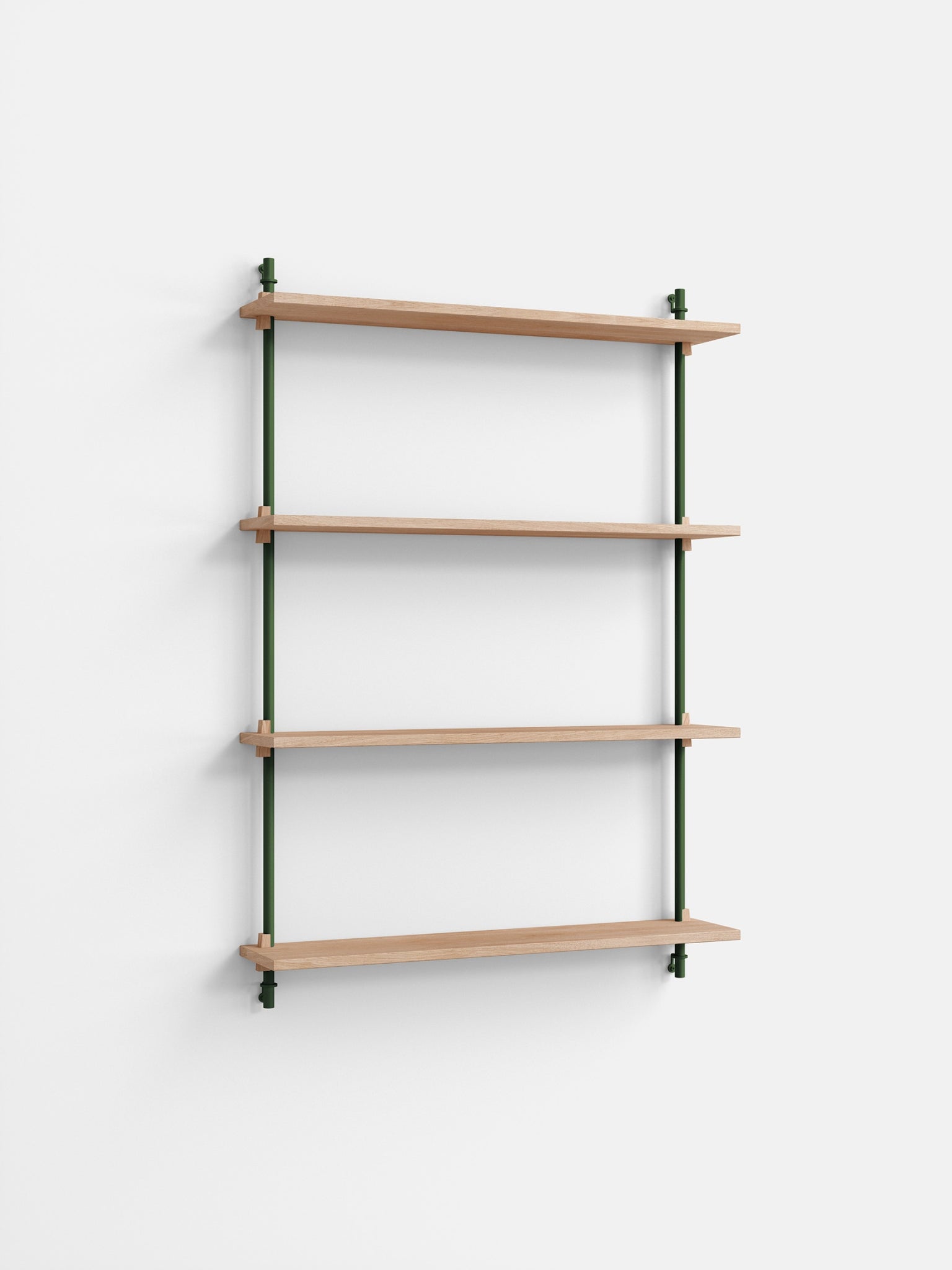 Moebe Wall Shelving WS.115.1: Adjustable Oak Shelf in Pine Green
