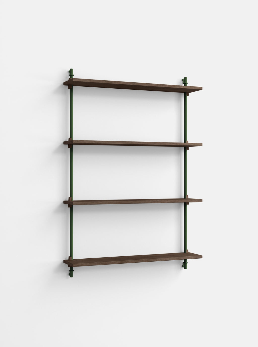 Versatile Moebe Wall Shelving in Smoked Oak & Pine Green for Any Room