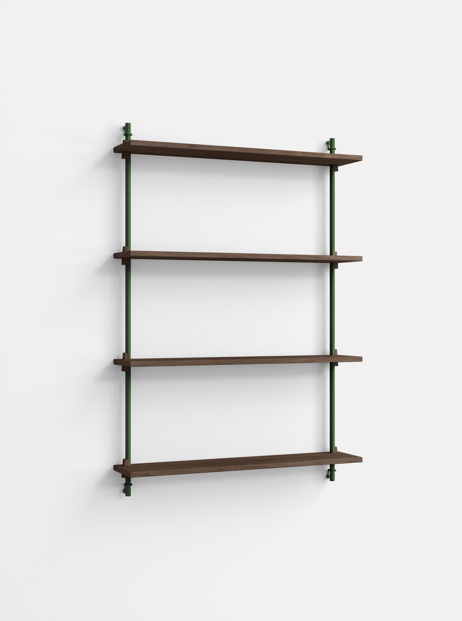 Versatile Moebe Wall Shelving in Smoked Oak & Pine Green for Any Room