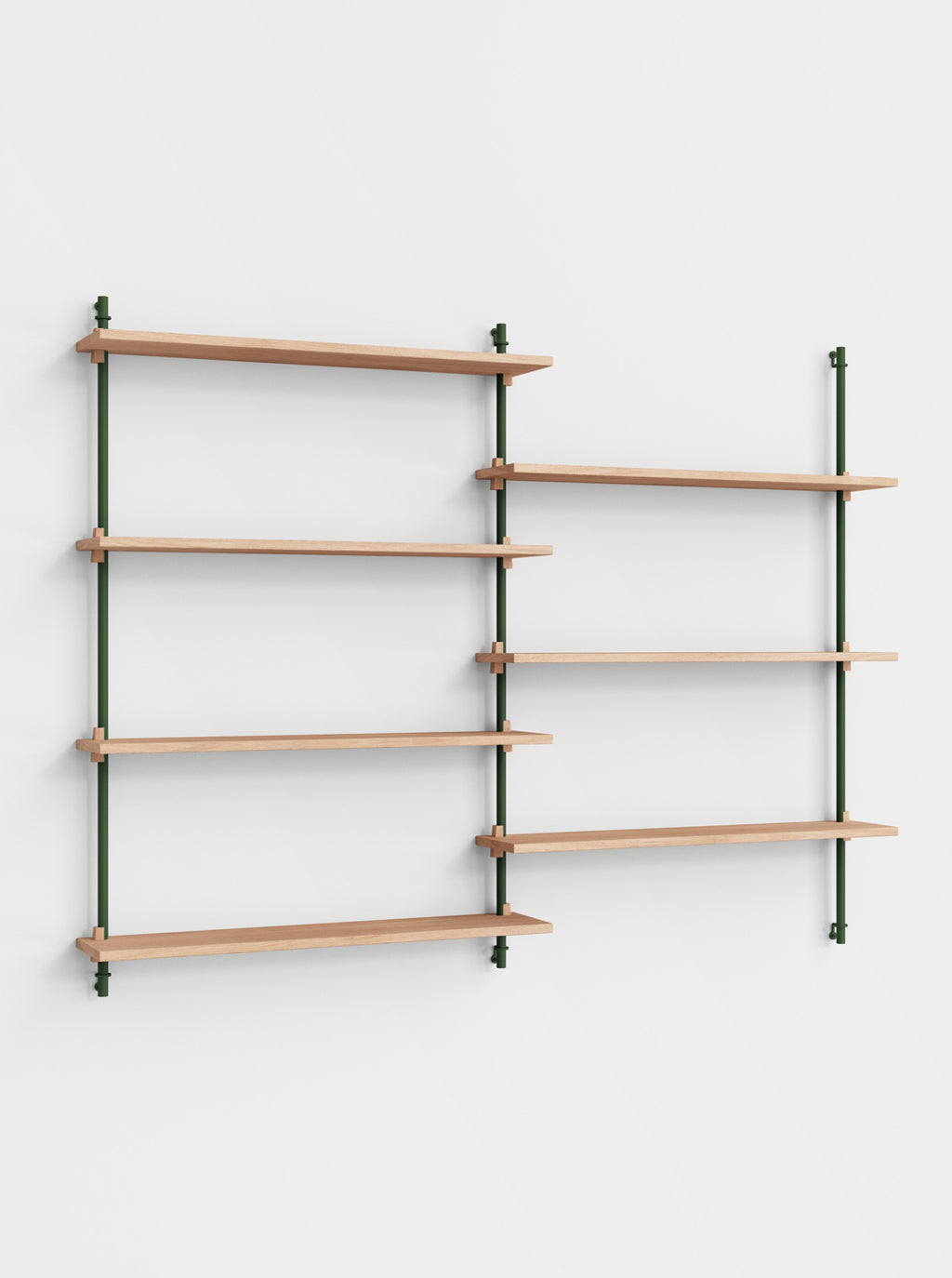 Moebe Wall Shelving WS.115.2: Adjustable Oak Shelf in Pine Green