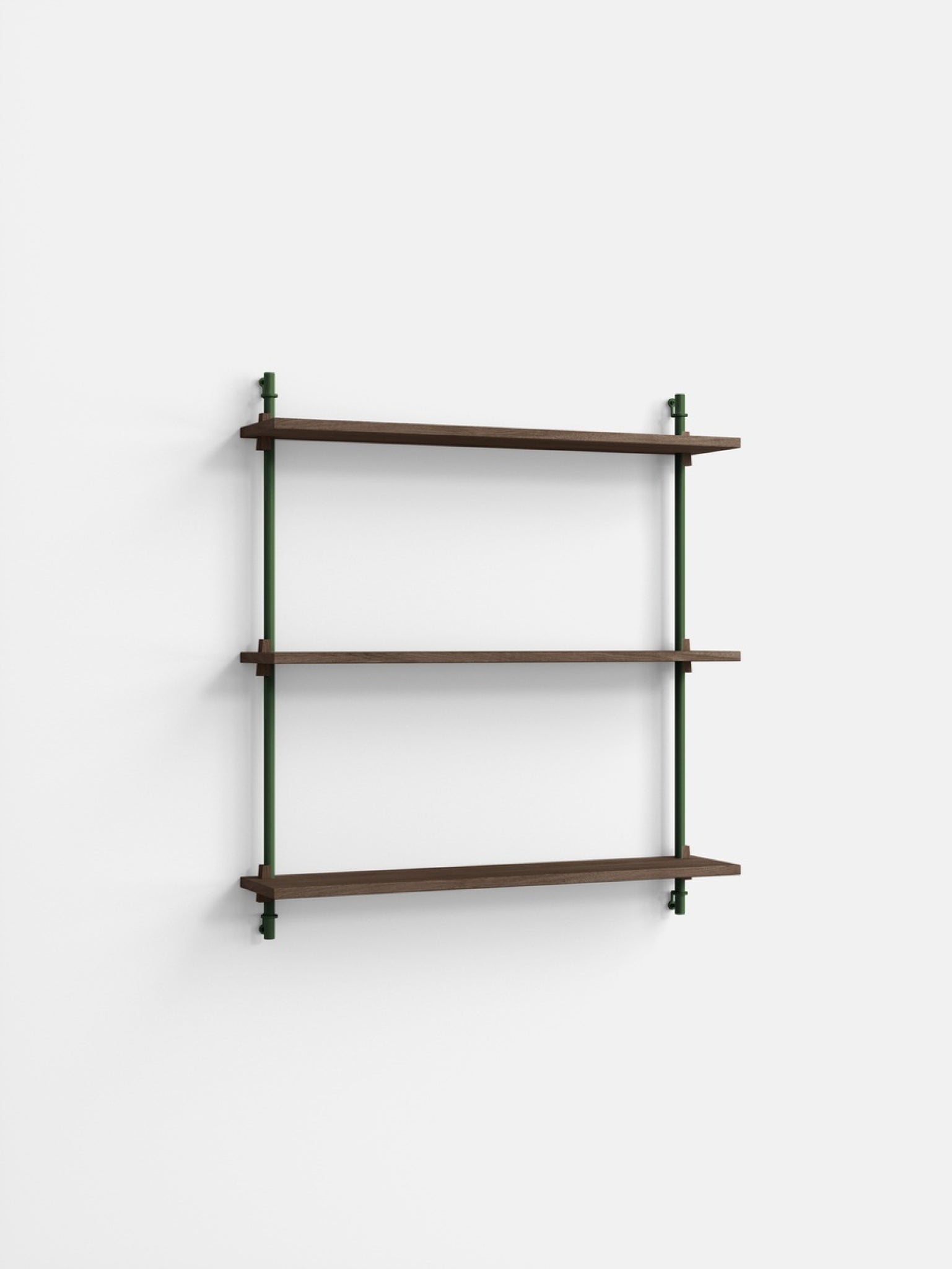 Versatile Moebe Wall Shelving WS.85.1 in Smoked Oak & Pine Green