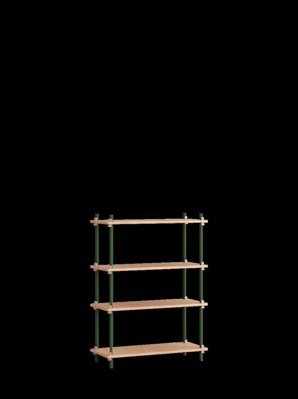 Moebe Shelving System S.115.1.A: Oak & Pine Green Minimalist Design