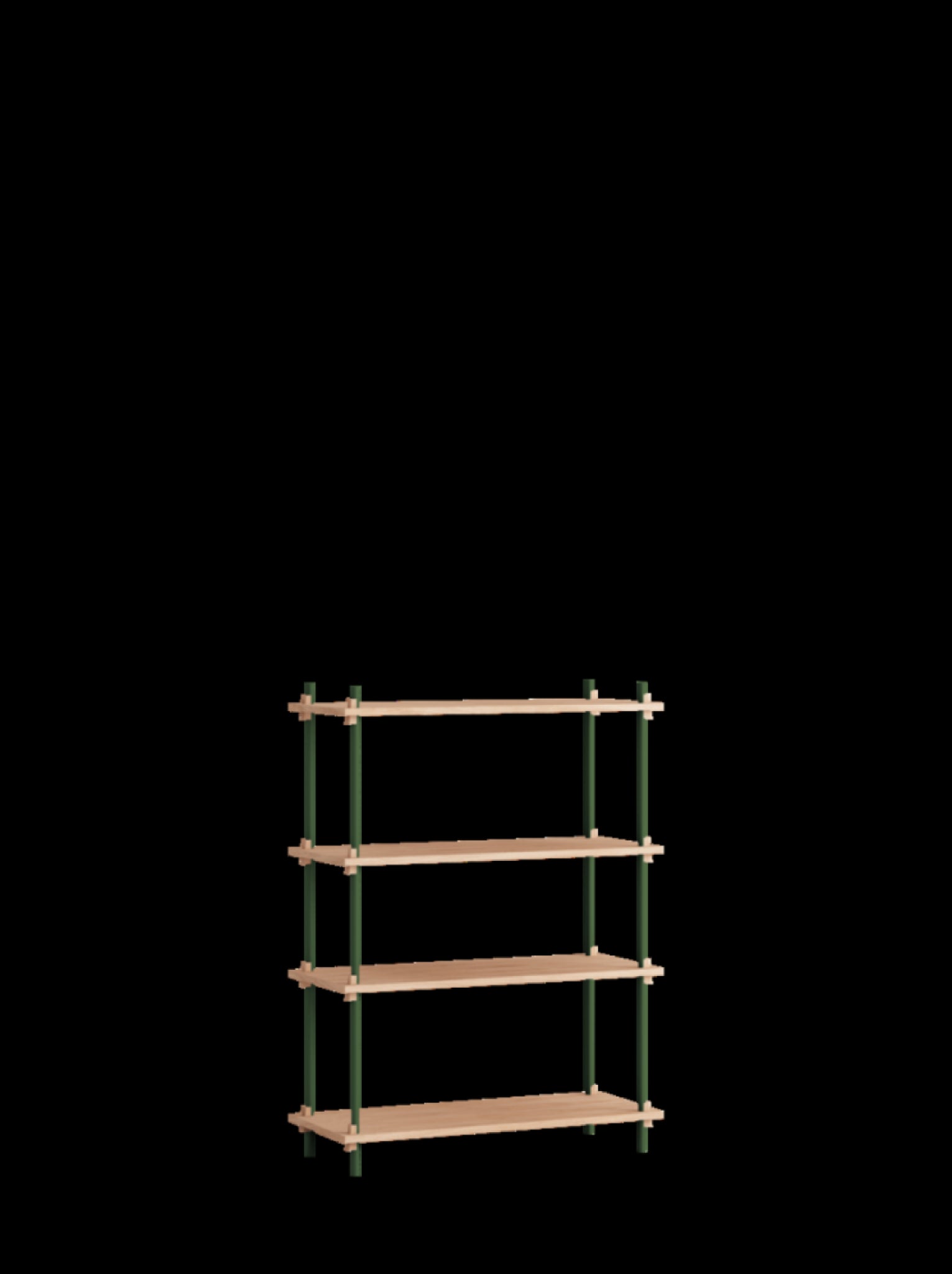 Moebe Shelving System S.115.1.A: Oak & Pine Green Minimalist Design