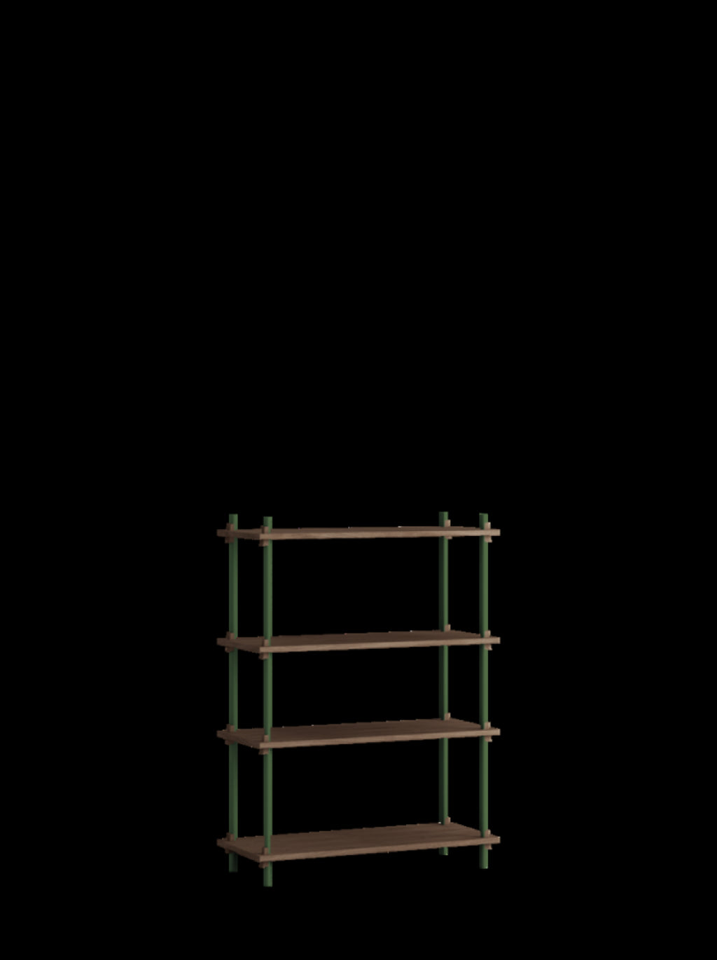 Customizable Moebe Shelving System in Smoked Oak & Pine Green - 115cm