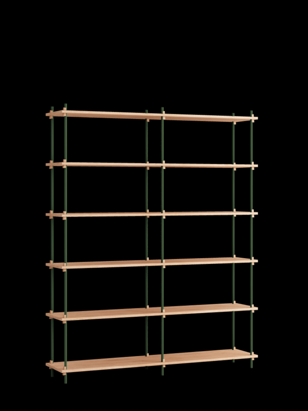Customizable Moebe Shelving System in Oak & Pine Green - 200cm Height