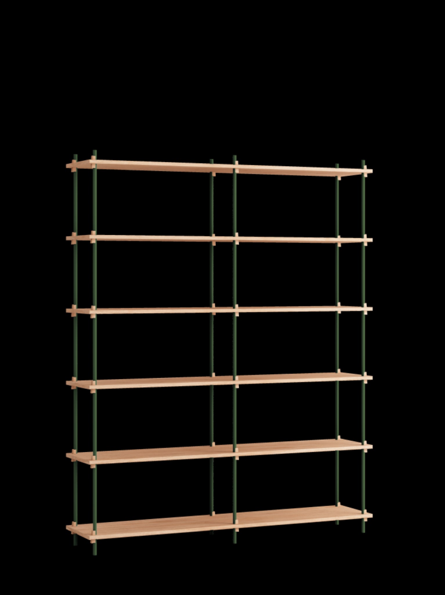 Customizable Moebe Shelving System in Oak & Pine Green - 200cm Height