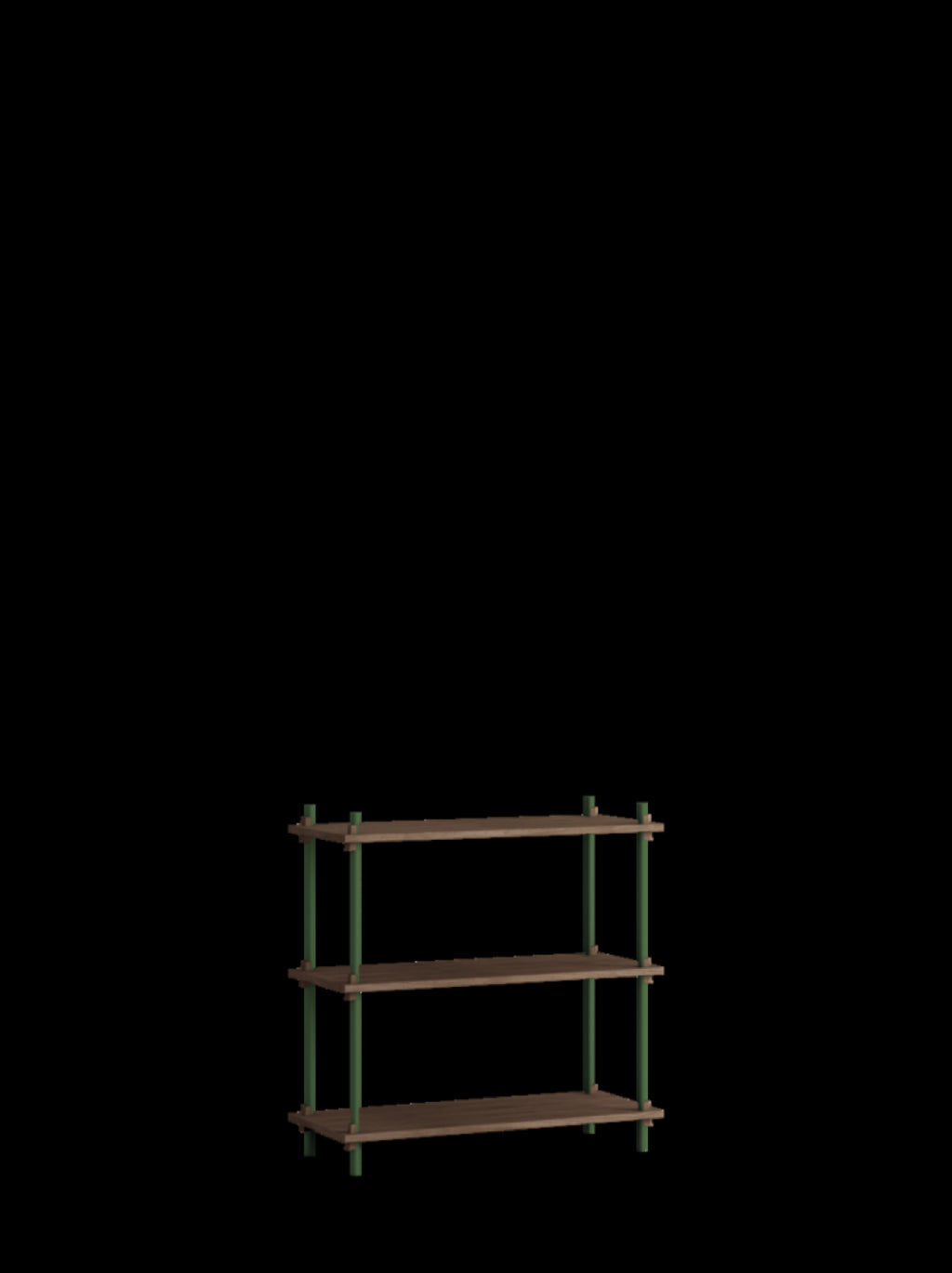Customizable Moebe Shelving System in Smoked Oak & Pine Green - 85cm High