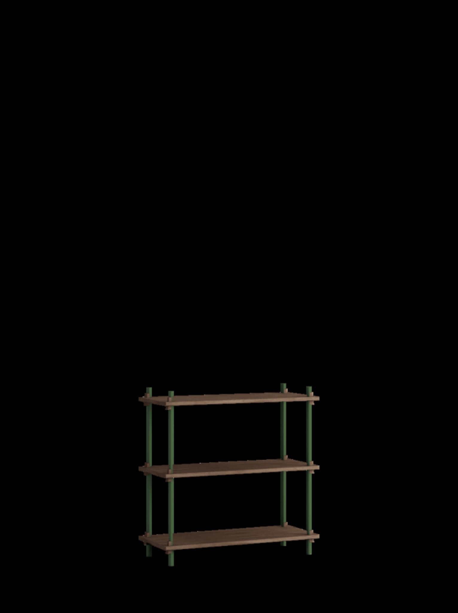 Customizable Moebe Shelving System in Smoked Oak & Pine Green - 85cm High