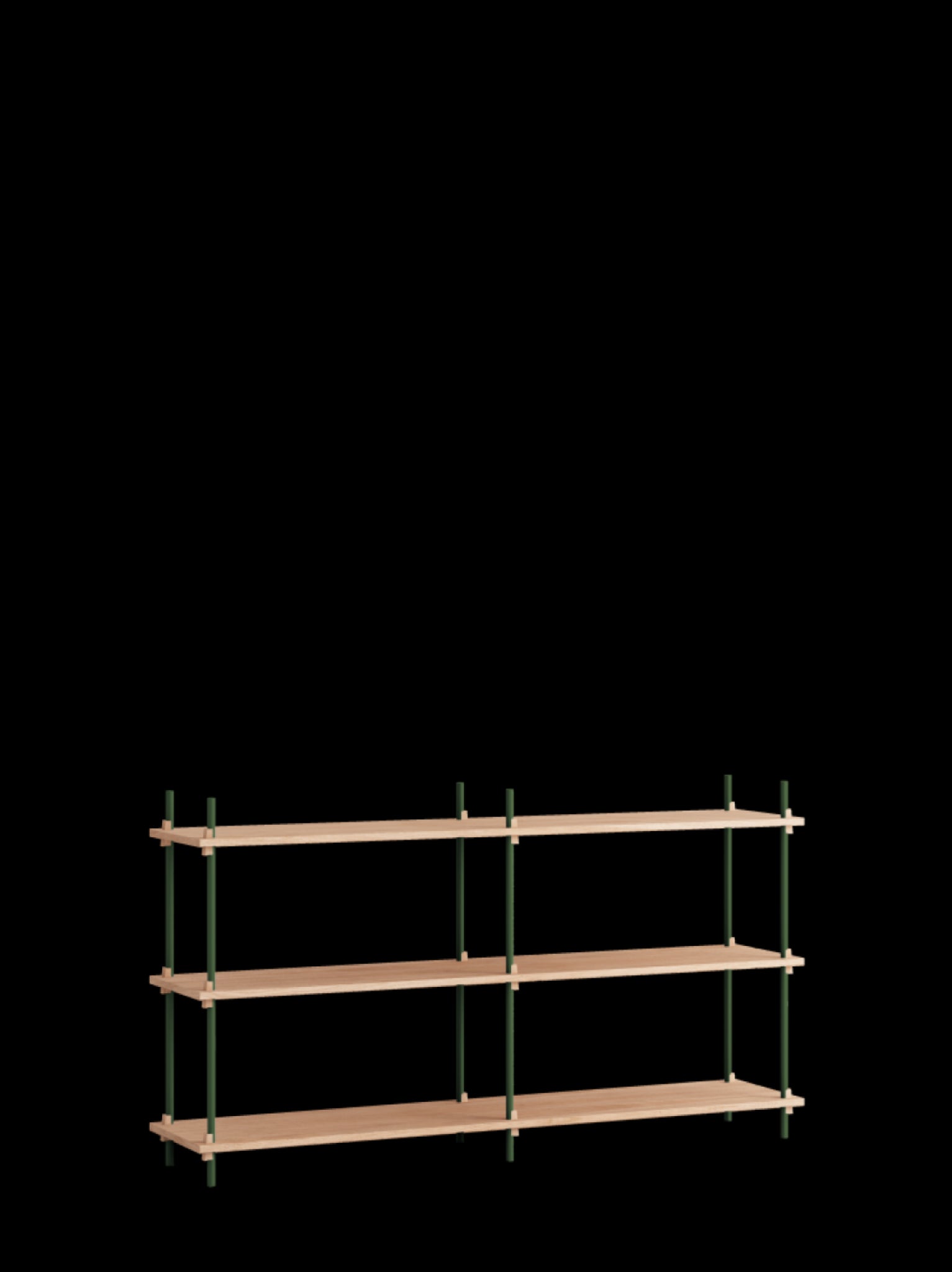 Customizable Moebe Shelving System in Oak & Pine Green - Versatile Design