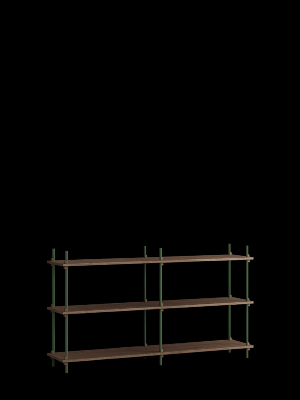 Customizable Moebe Shelving System in Smoked Oak & Pine Green - 85cm High