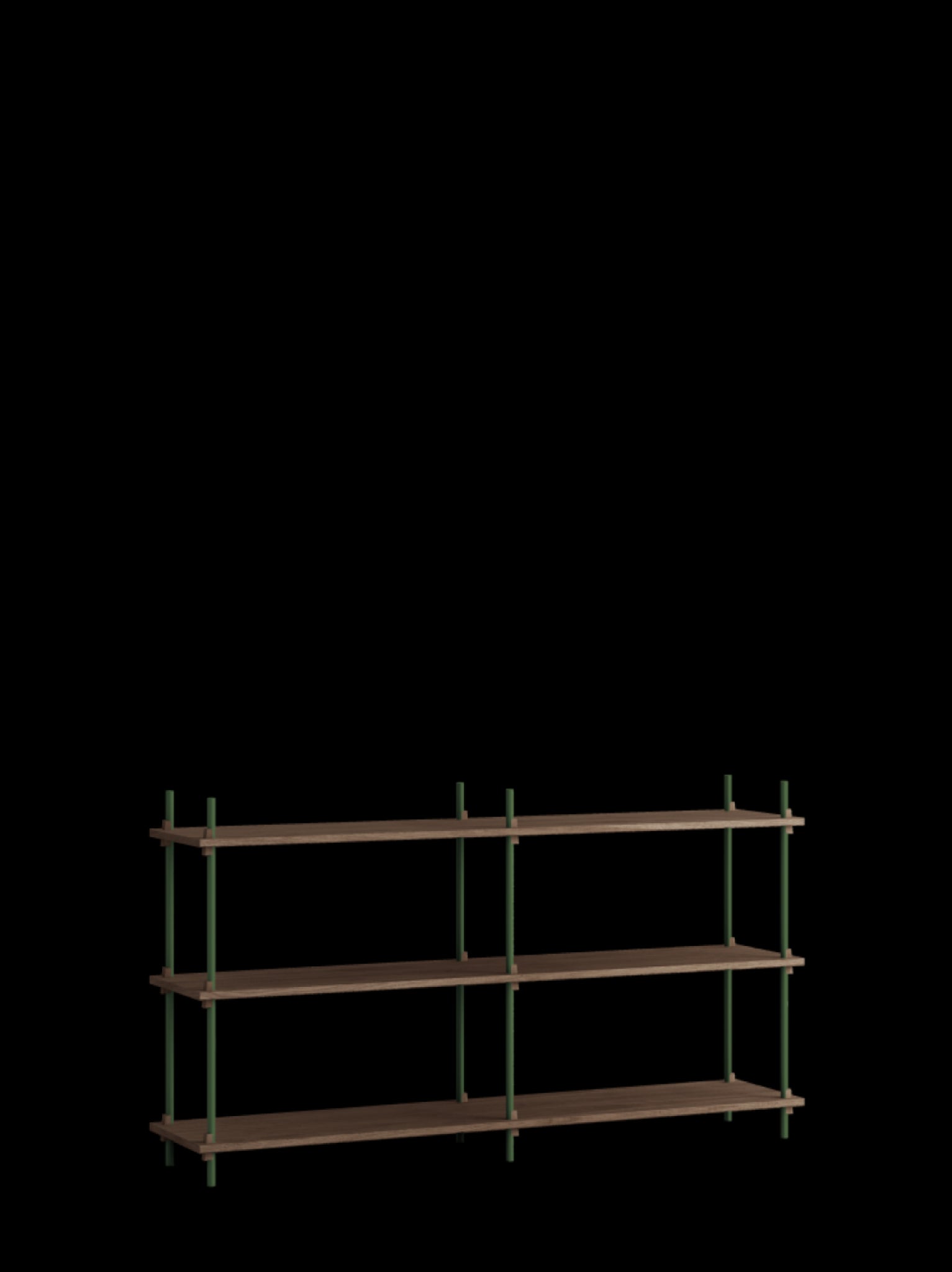 Customizable Moebe Shelving System in Smoked Oak & Pine Green - 85cm High
