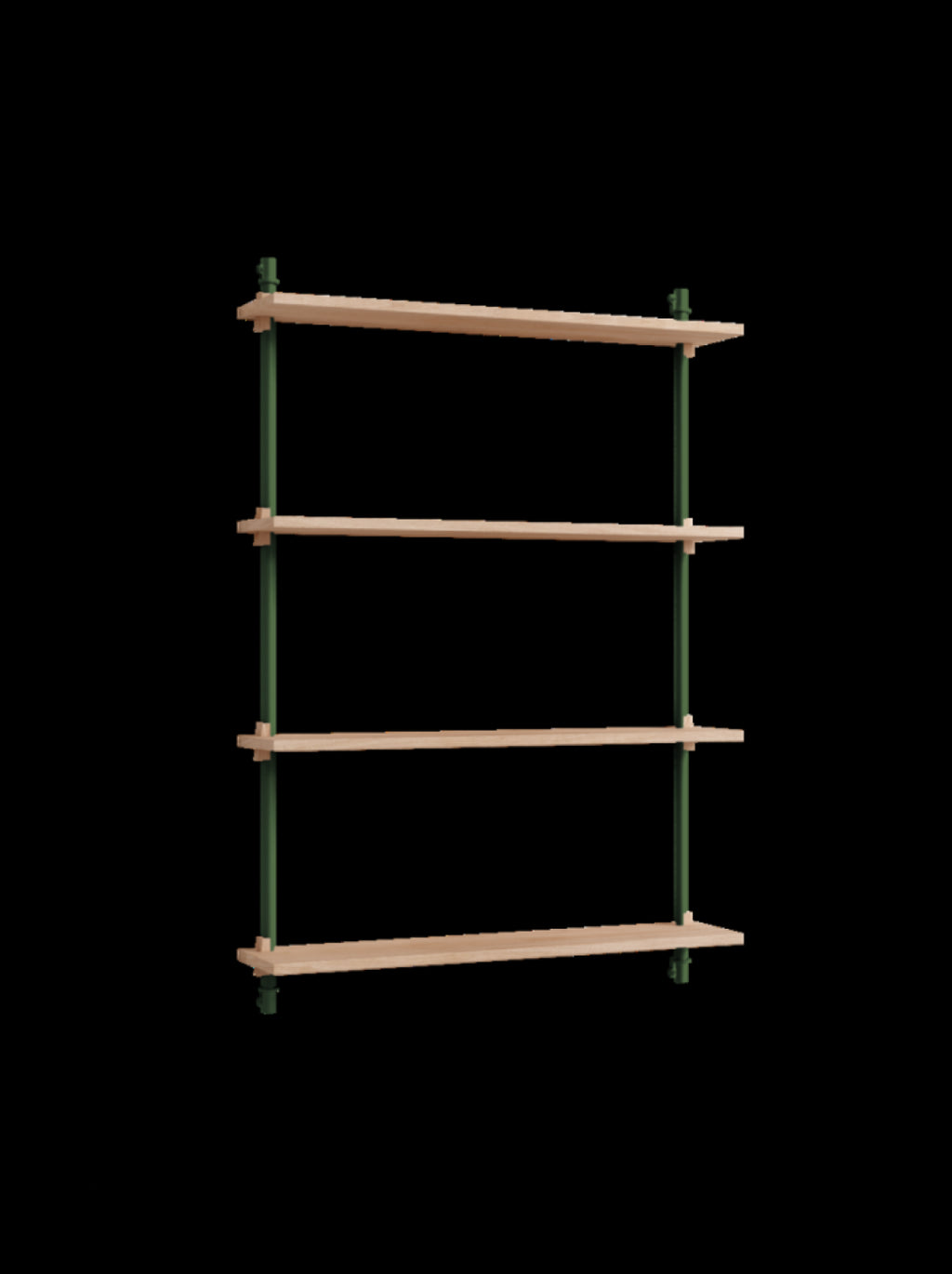 Moebe Wall Shelving WS.115.1: Adjustable Oak Shelf in Pine Green