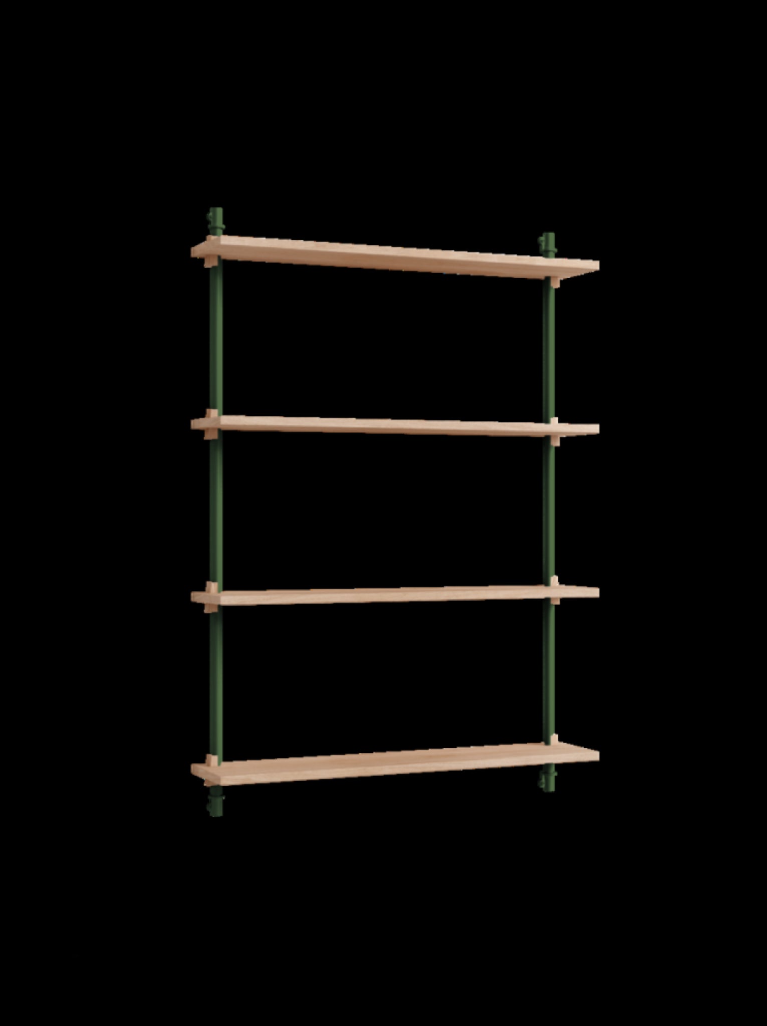 Moebe Wall Shelving WS.115.1: Adjustable Oak Shelf in Pine Green
