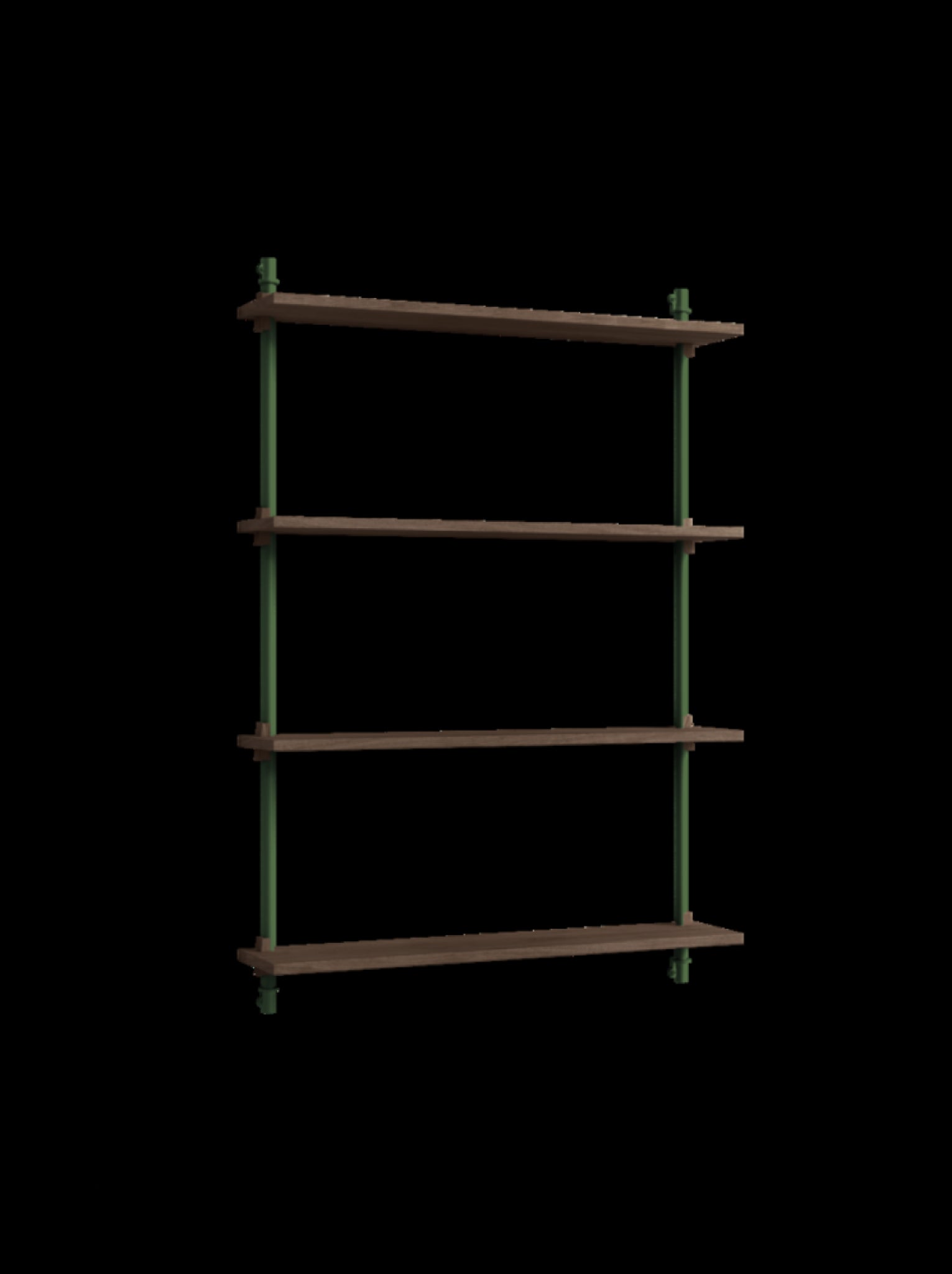Versatile Moebe Wall Shelving in Smoked Oak & Pine Green for Any Room