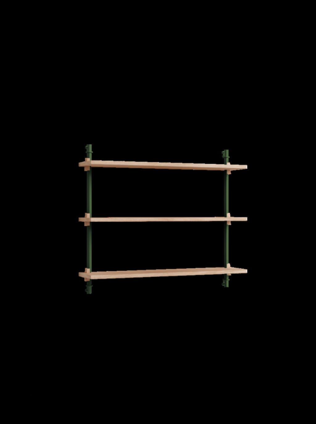 Moebe Wall Shelving WS.65.1: Adjustable Oak Shelf in Pine Green